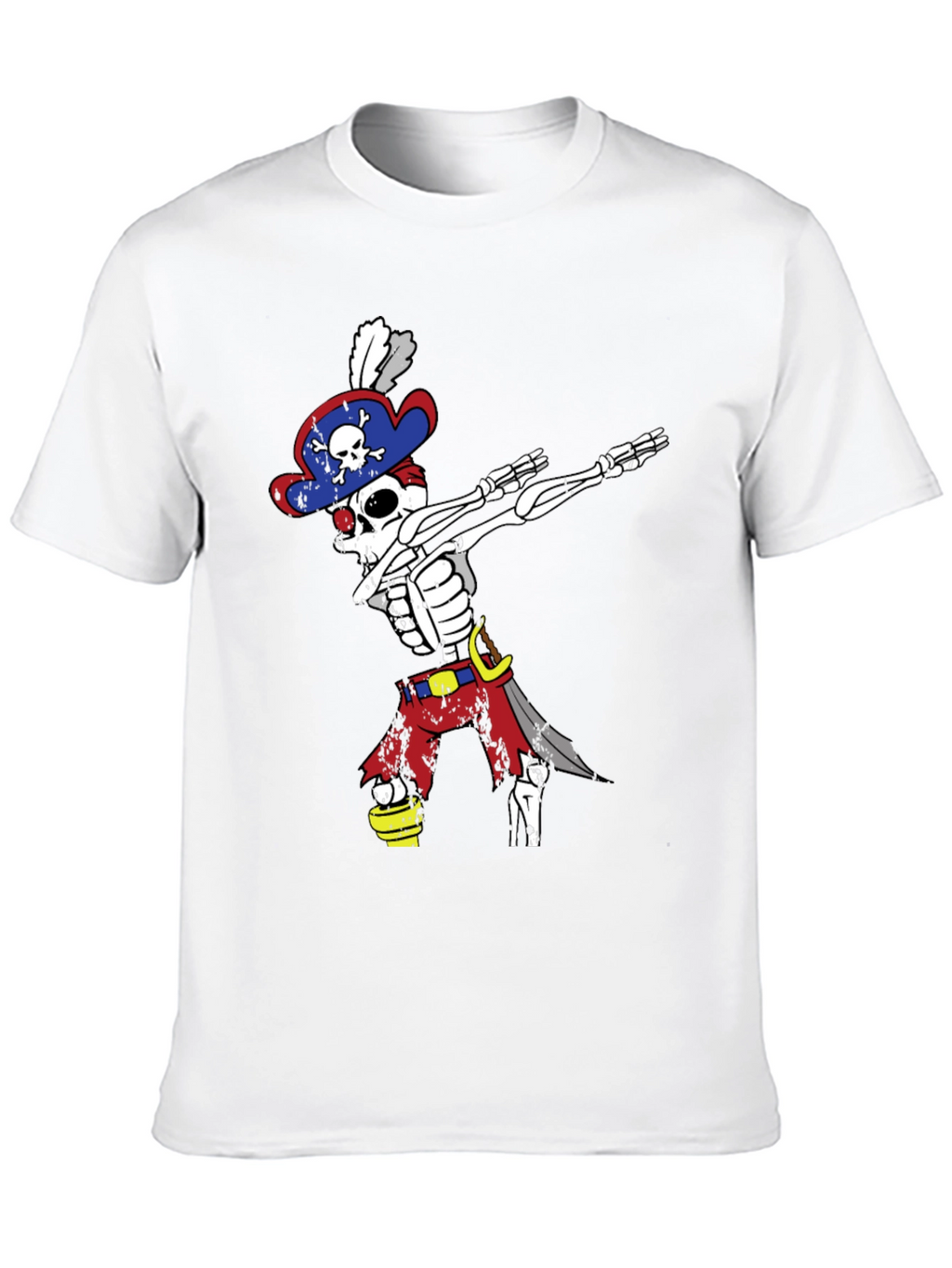Pirate Skeleton Dabbing T-Shirt - Mens Black Crew Neck