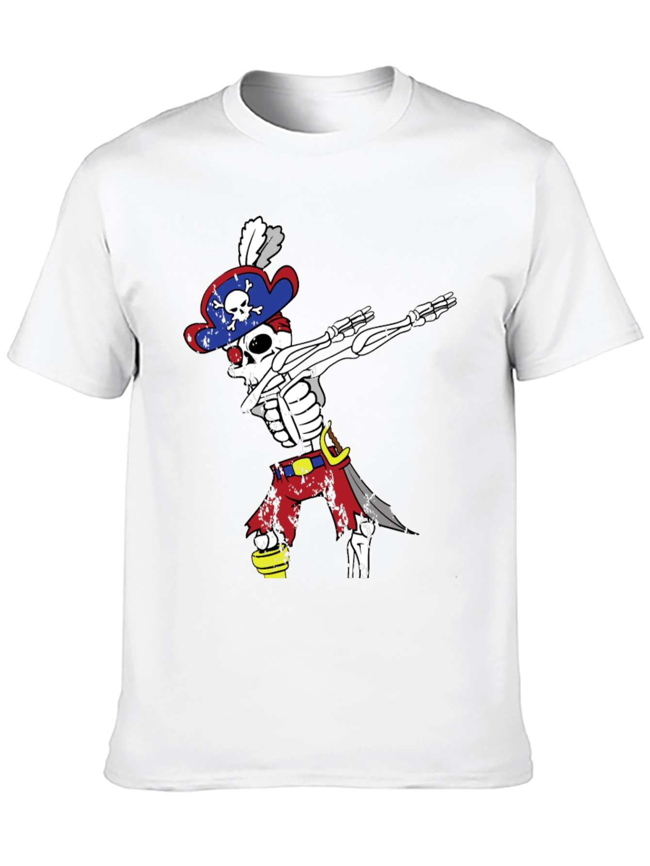 Pirate Skeleton Dabbing T-Shirt - Mens Black Crew Neck