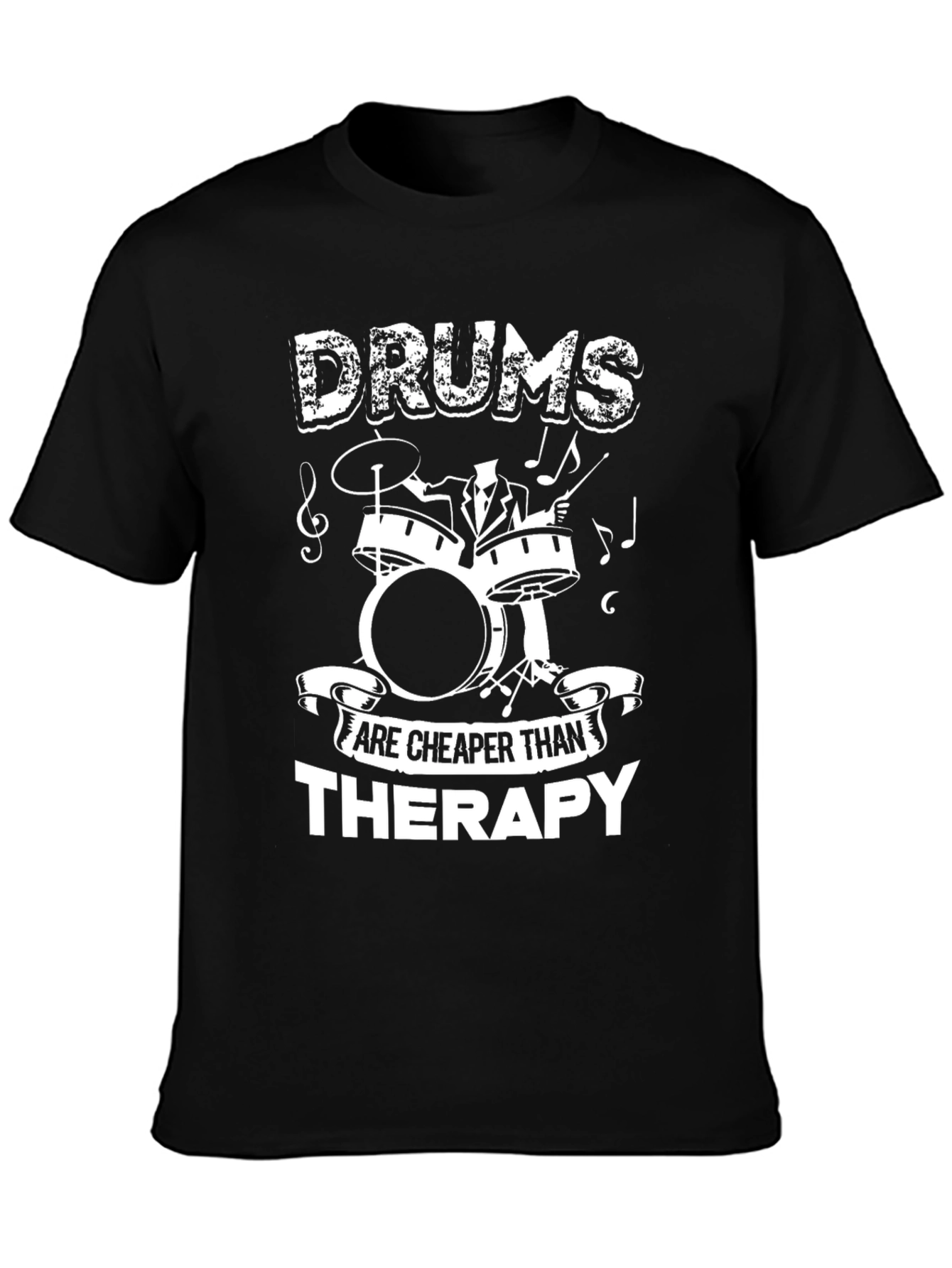 Drums Cheaper Than Therapy Black Graphic Tee