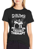 Drums Cheaper Than Therapy Black Graphic Tee