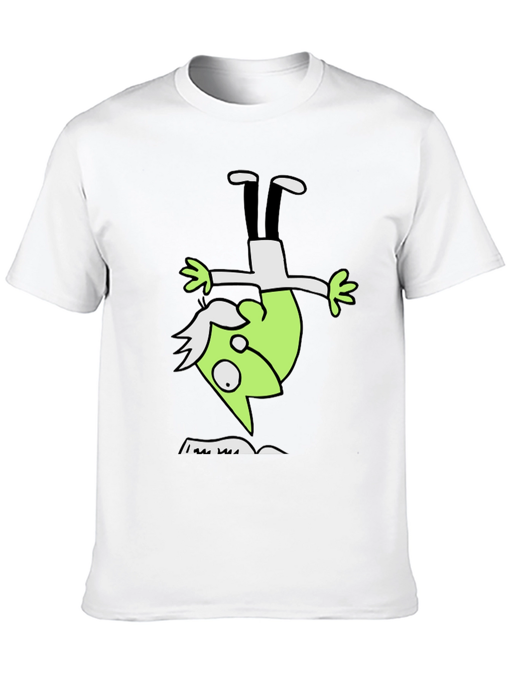 Upside Down Green Character Black T-Shirt