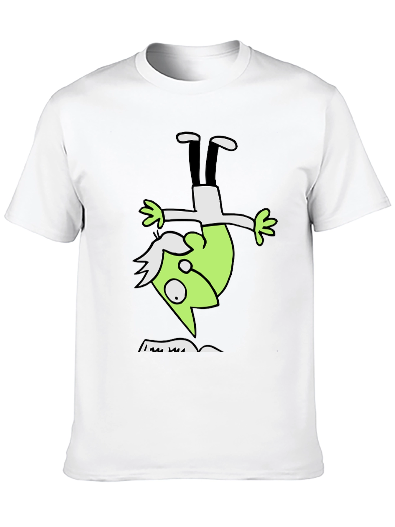 Upside Down Green Character Black T-Shirt