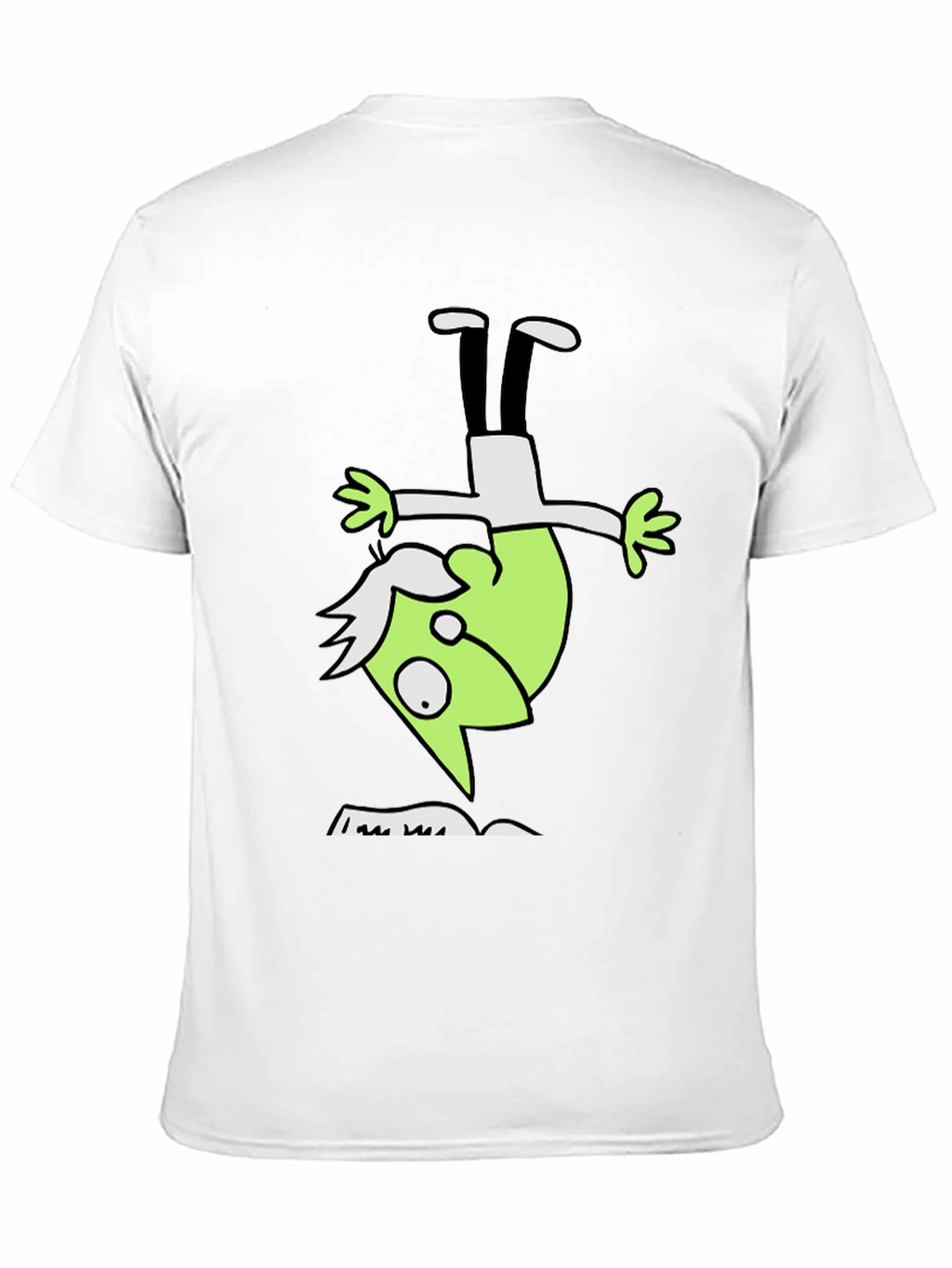 Upside Down Green Character Black T-Shirt