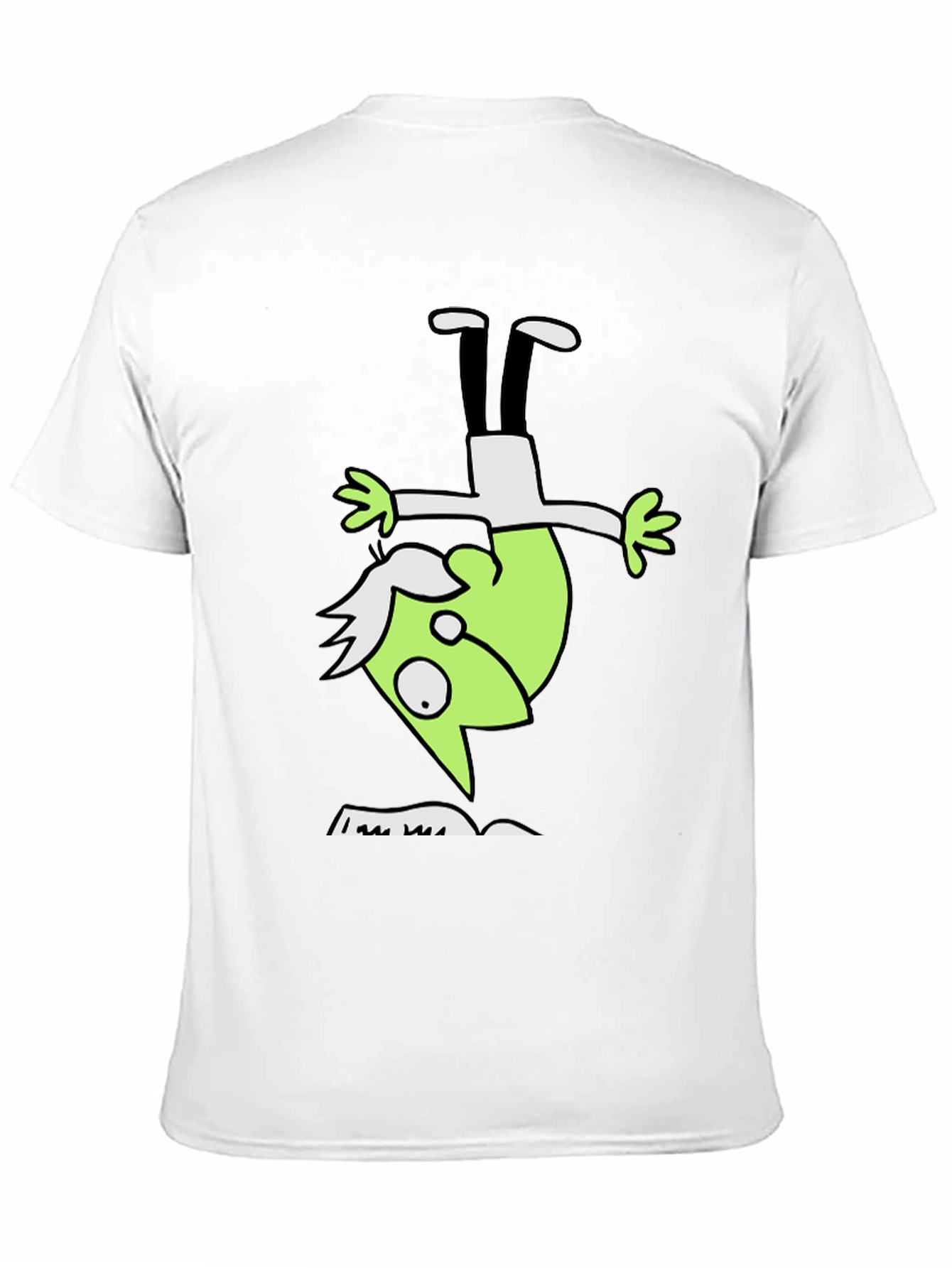 Upside Down Green Character Black T-Shirt