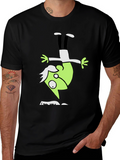 Upside Down Green Character Black T-Shirt