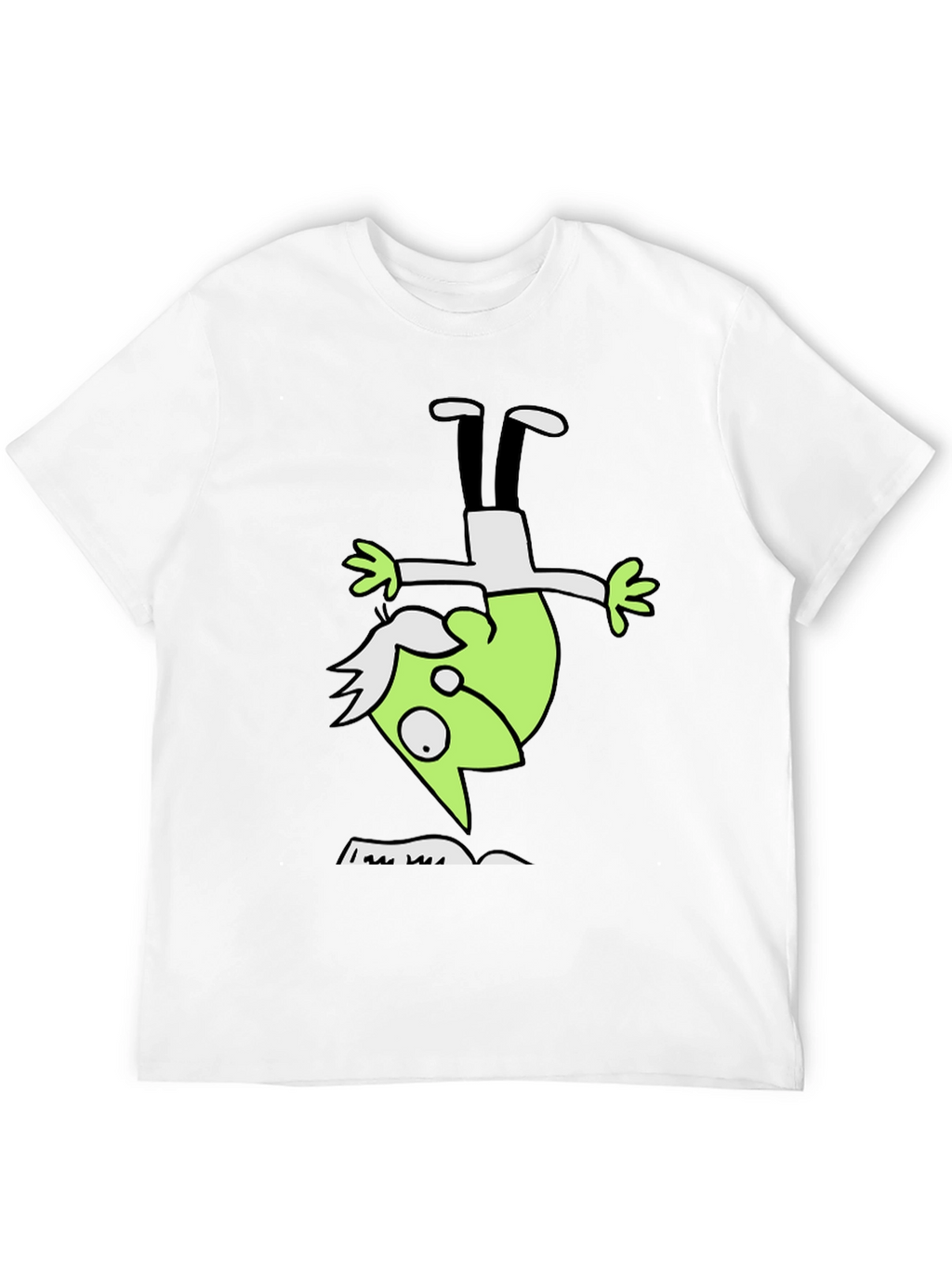 Upside Down Green Character Black T-Shirt