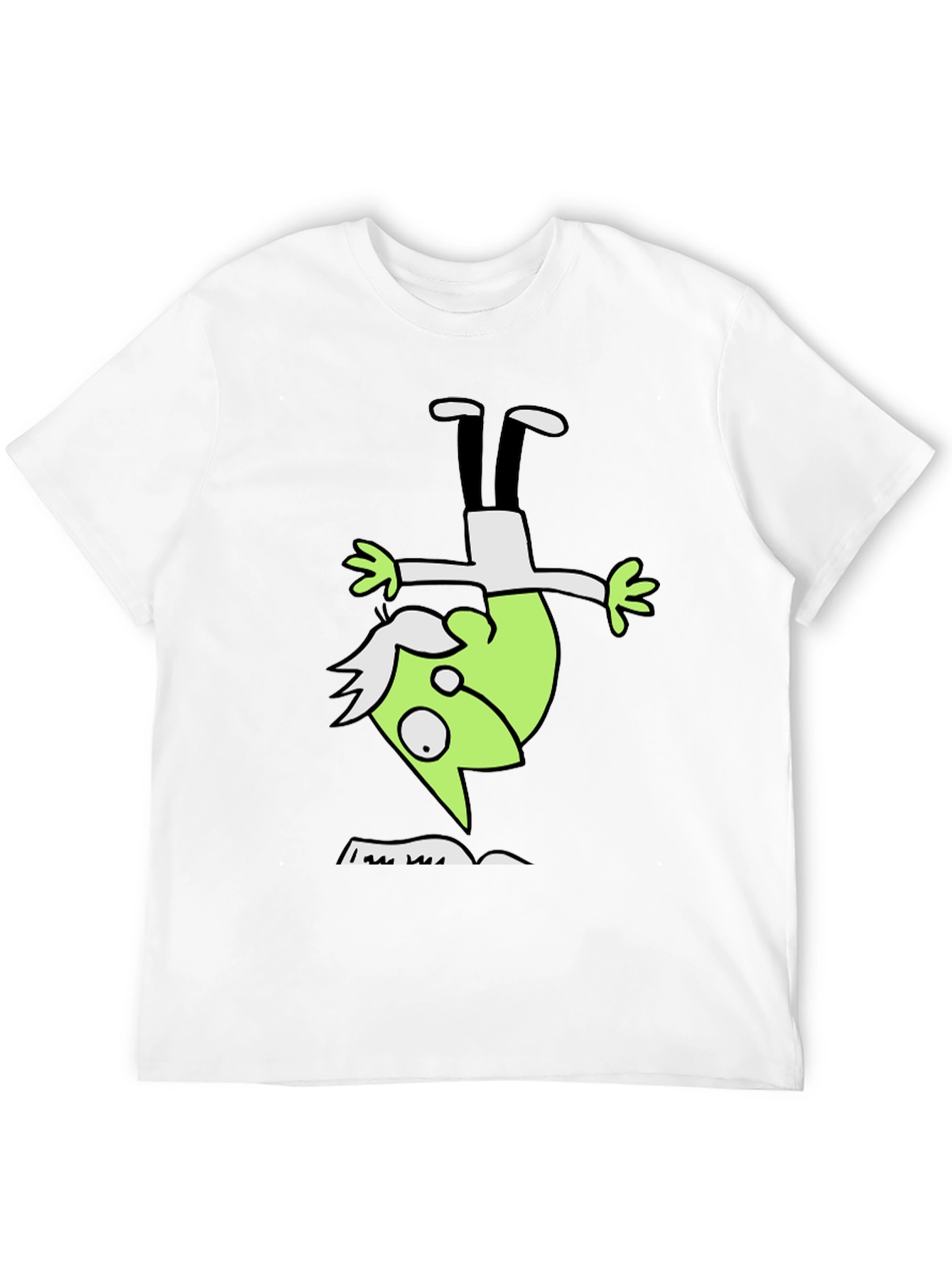 Upside Down Green Character Black T-Shirt