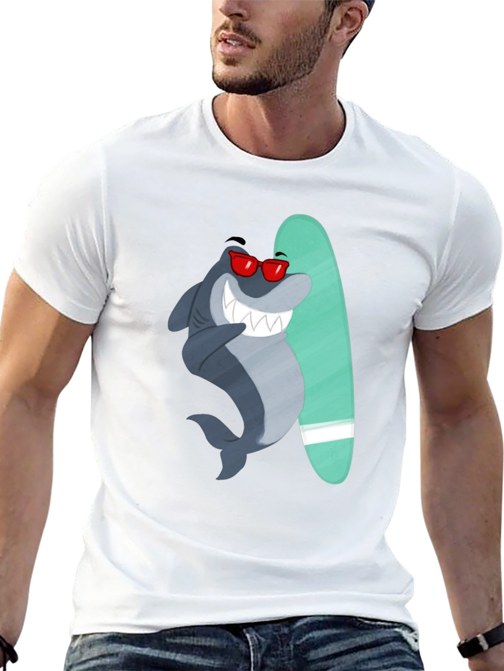 Surfing Shark Graphic Tee - Cool Summer Vibes