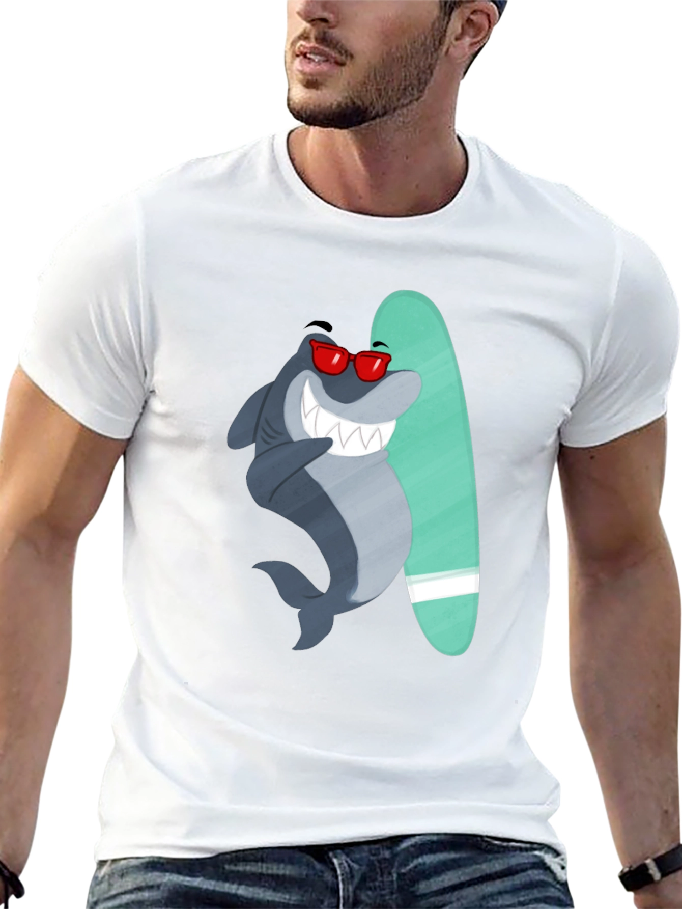 Surfing Shark Graphic Tee - Cool Summer Vibes