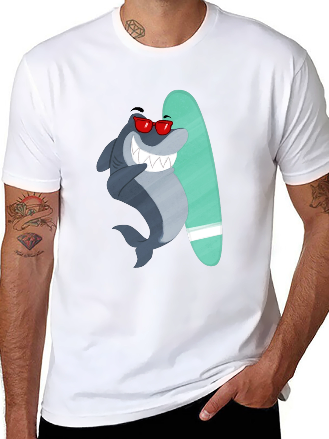 Surfing Shark Graphic Tee - Cool Summer Vibes