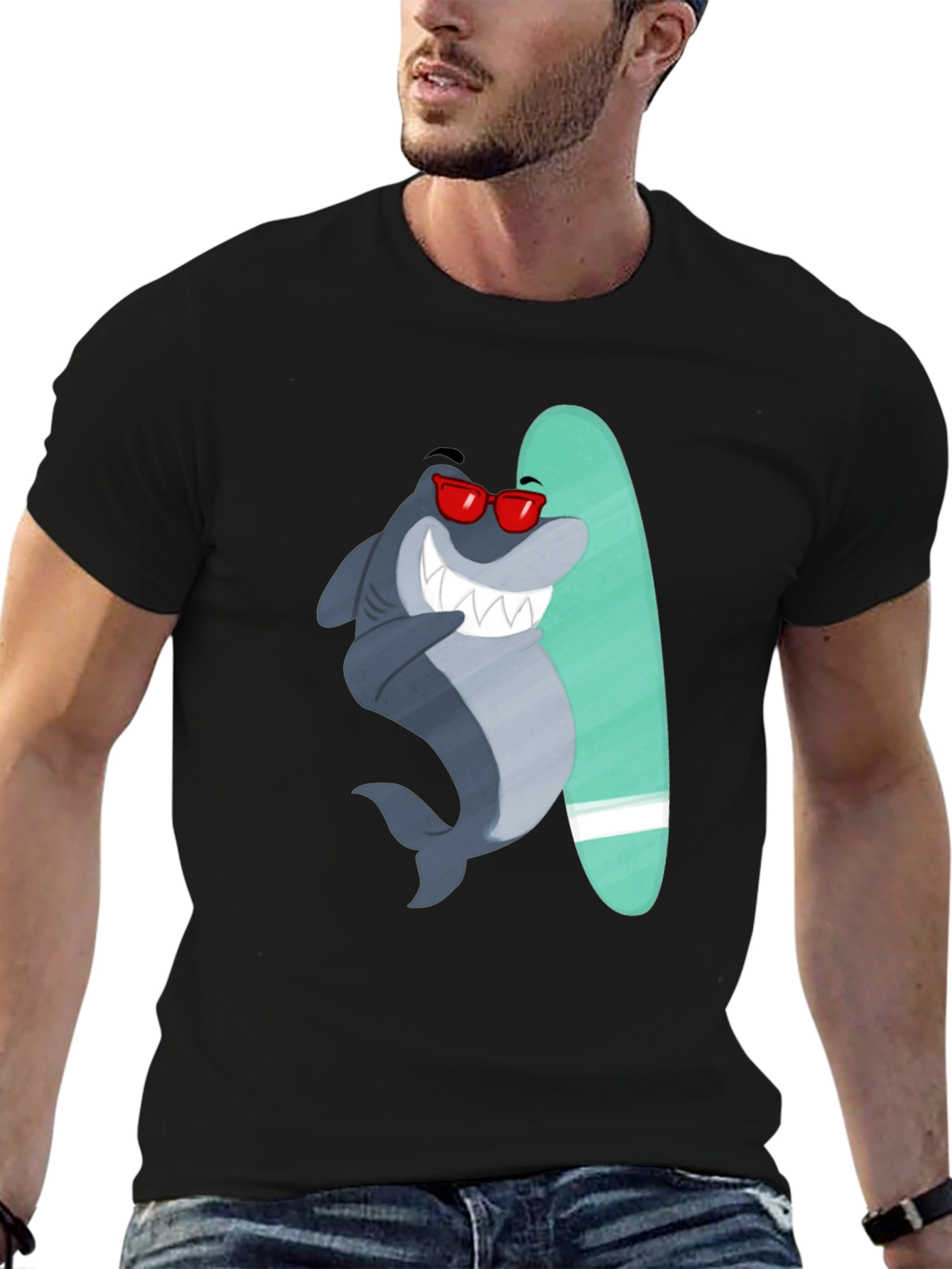 Surfing Shark Graphic Tee - Cool Summer Vibes