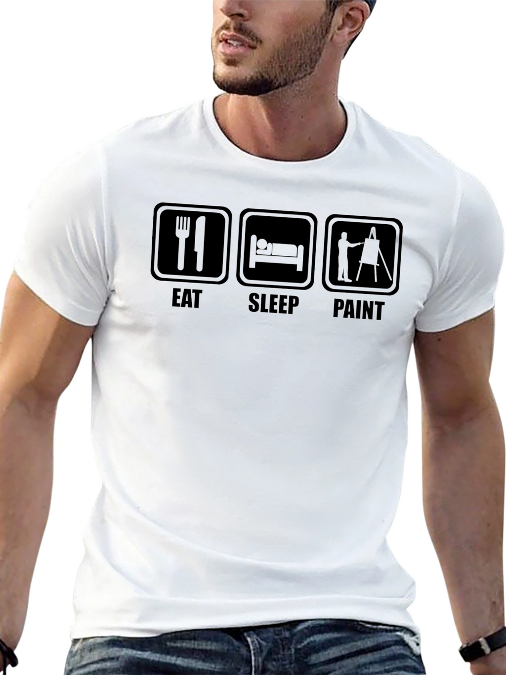 Eat Sleep Paint Black T-Shirt - Artist Life