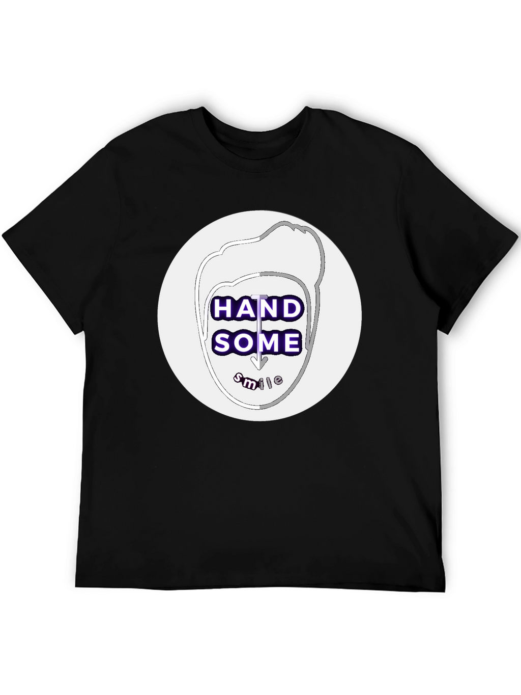 Handsome Smile Graphic Tee - Black Casual T-Shirt