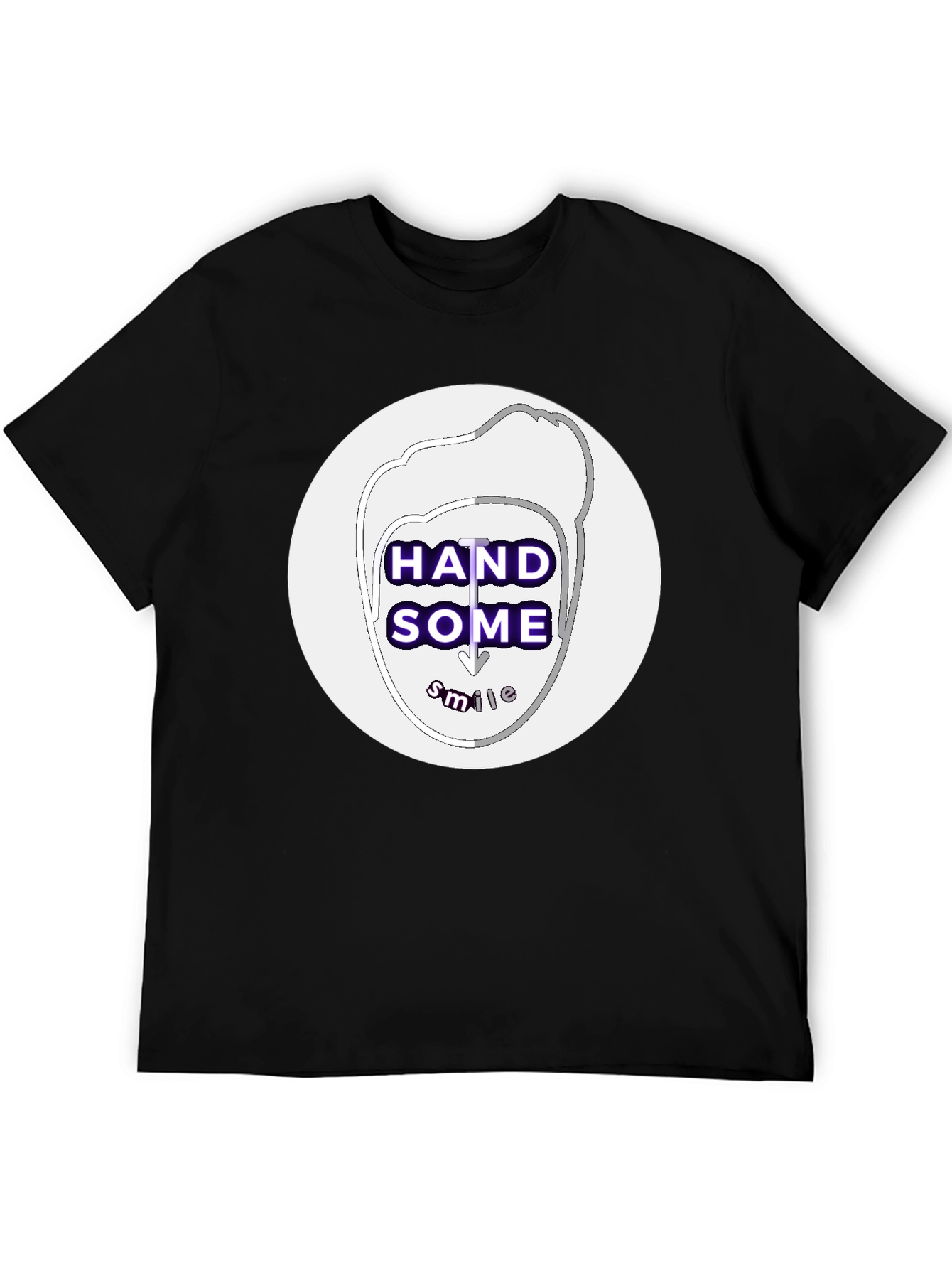 Handsome Smile Graphic Tee - Black Casual T-Shirt