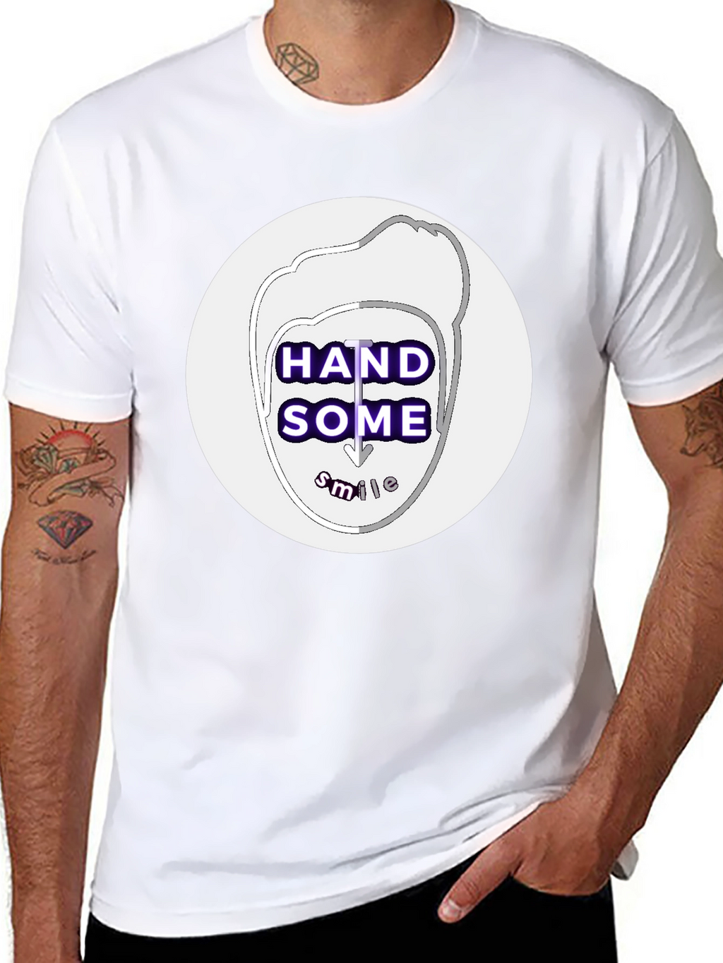 Handsome Smile Graphic Tee - Black Casual T-Shirt