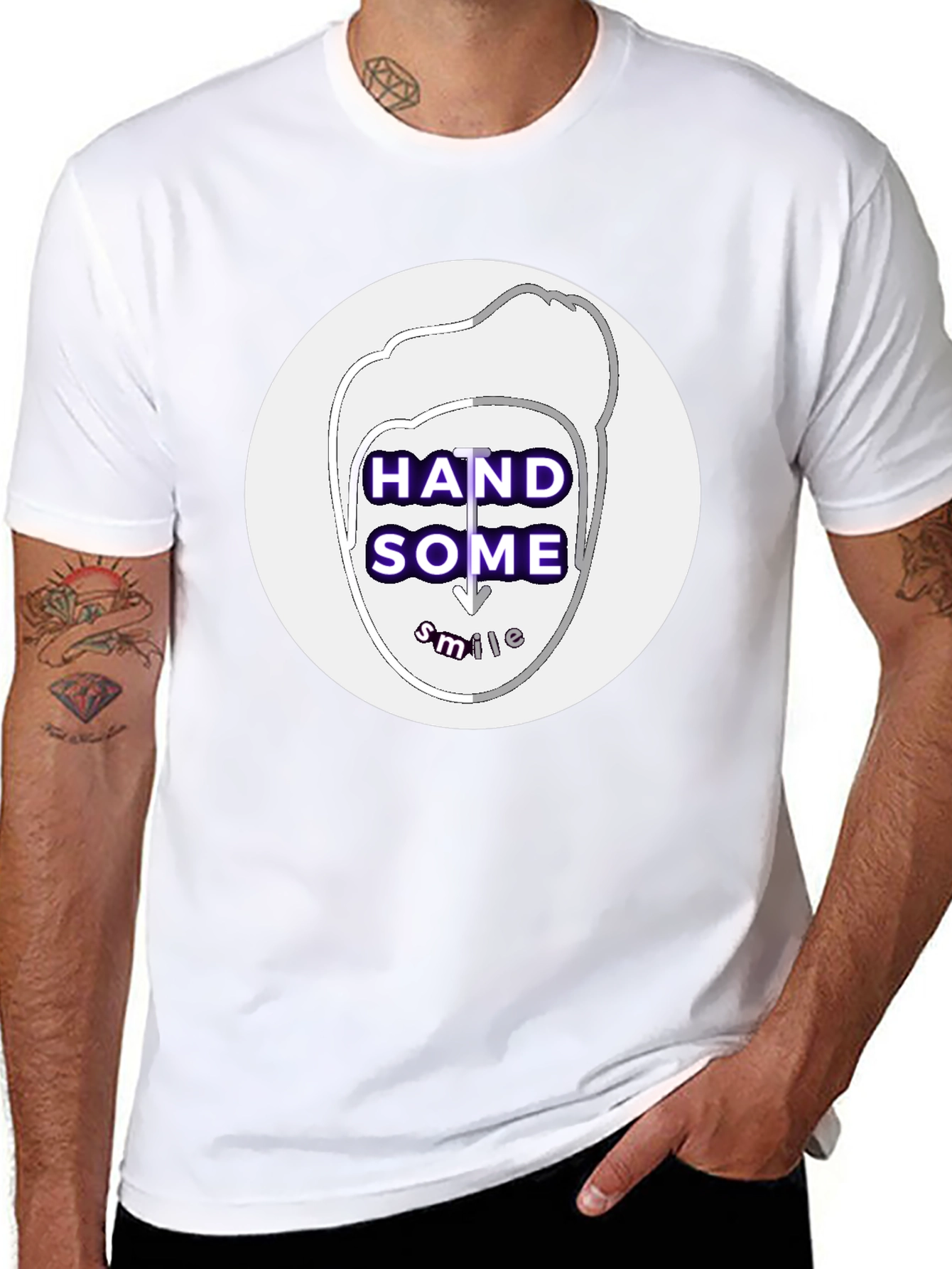 Handsome Smile Graphic Tee - Black Casual T-Shirt