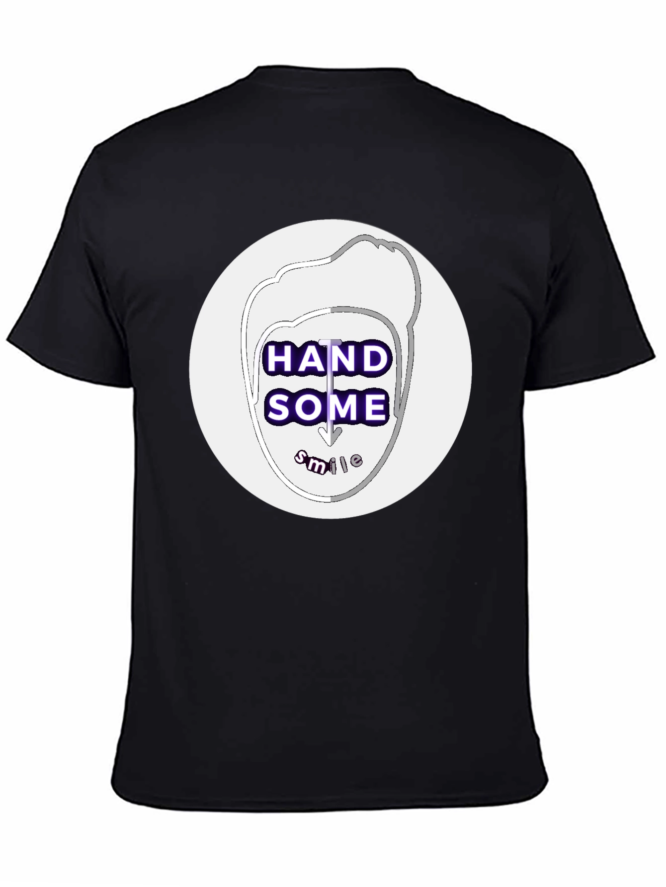 Handsome Smile Graphic Tee - Black Casual T-Shirt