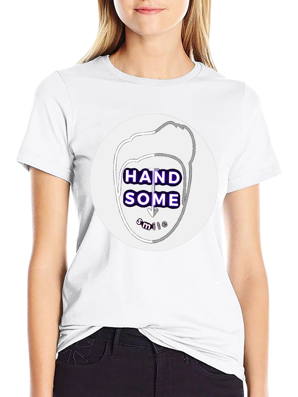 Handsome Smile Graphic Tee - Black Casual T-Shirt