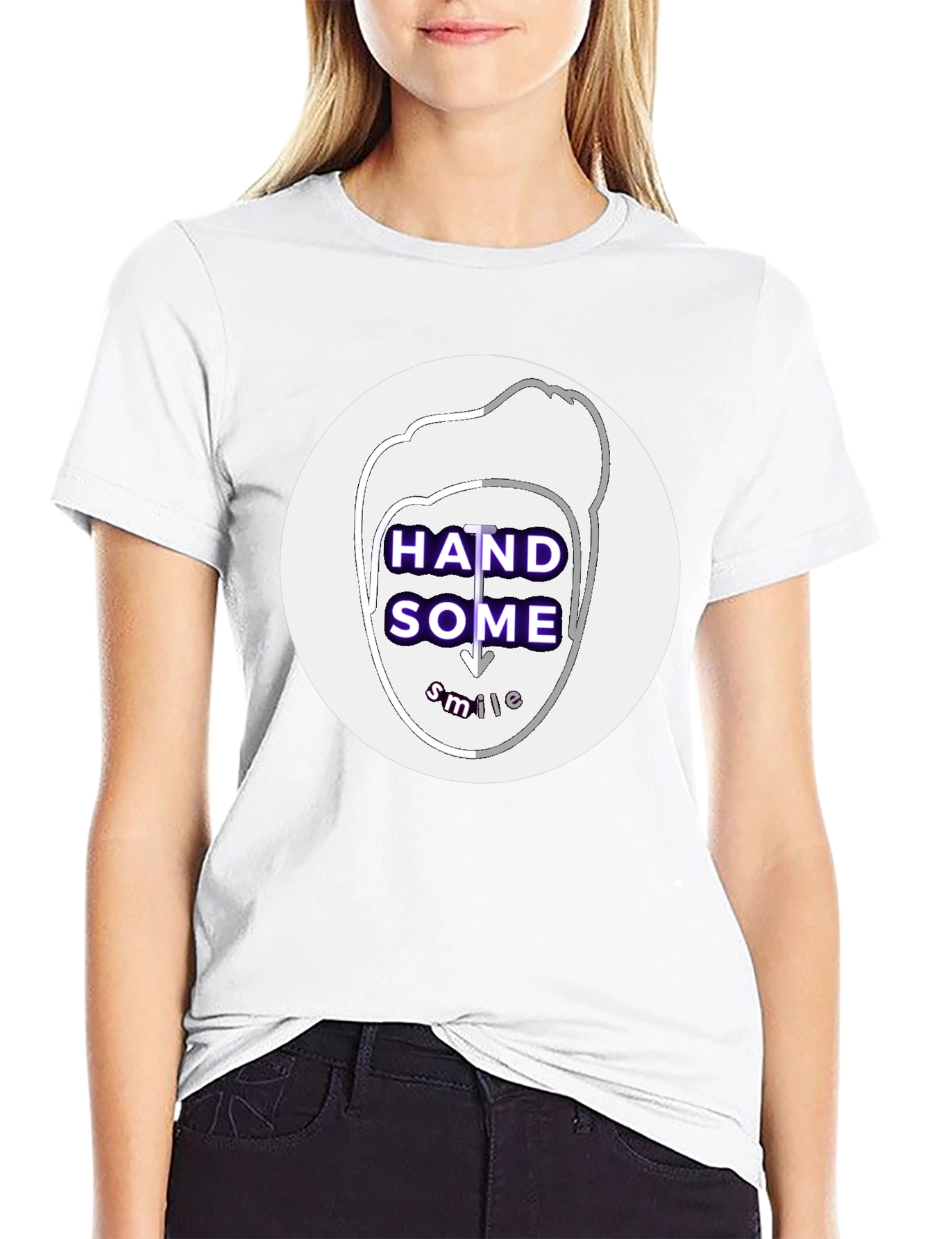 Handsome Smile Graphic Tee - Black Casual T-Shirt