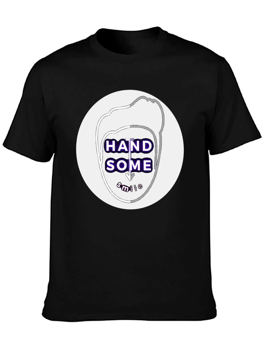 Handsome Smile Graphic Tee - Black Casual T-Shirt