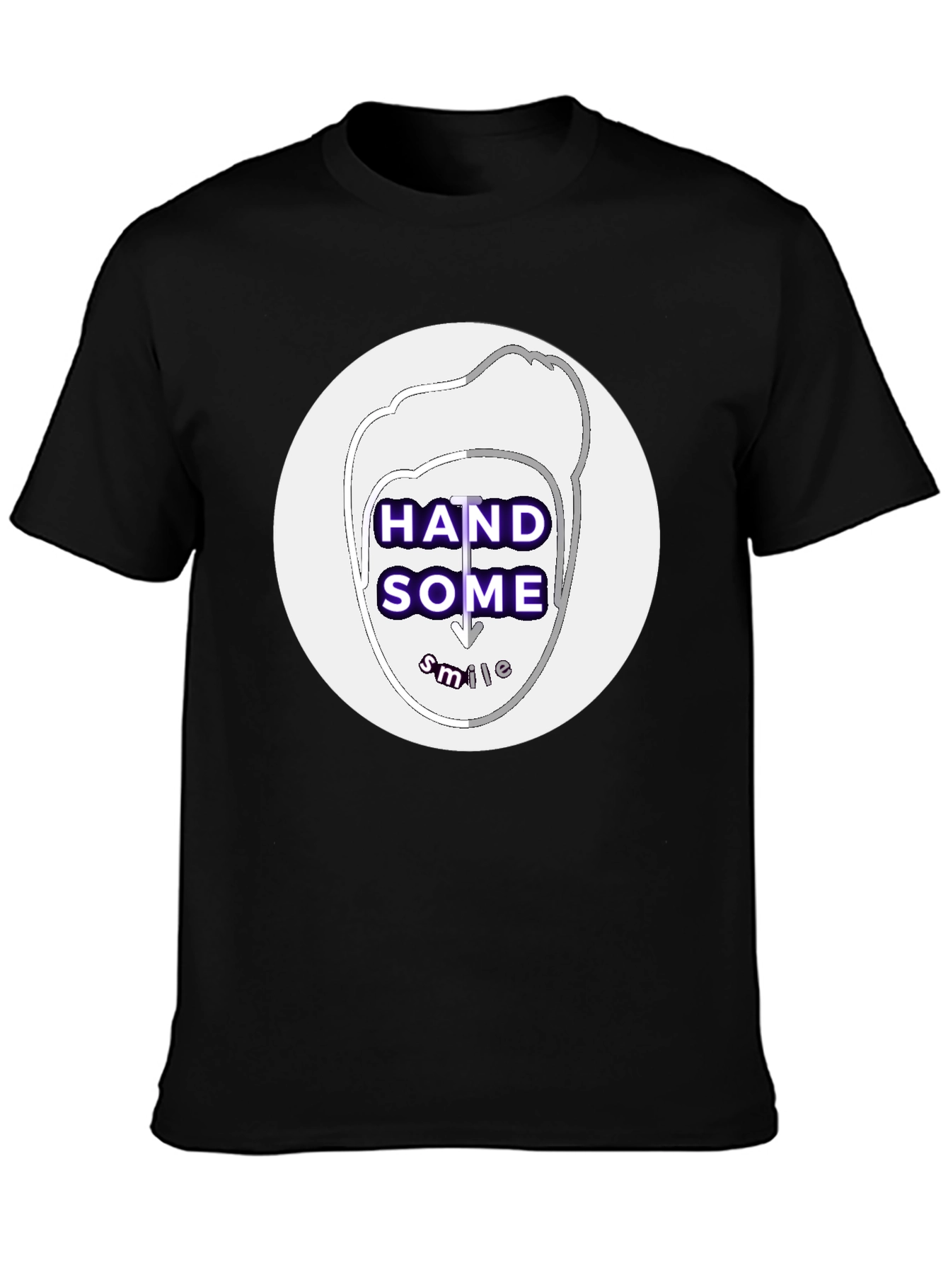 Handsome Smile Graphic Tee - Black Casual T-Shirt