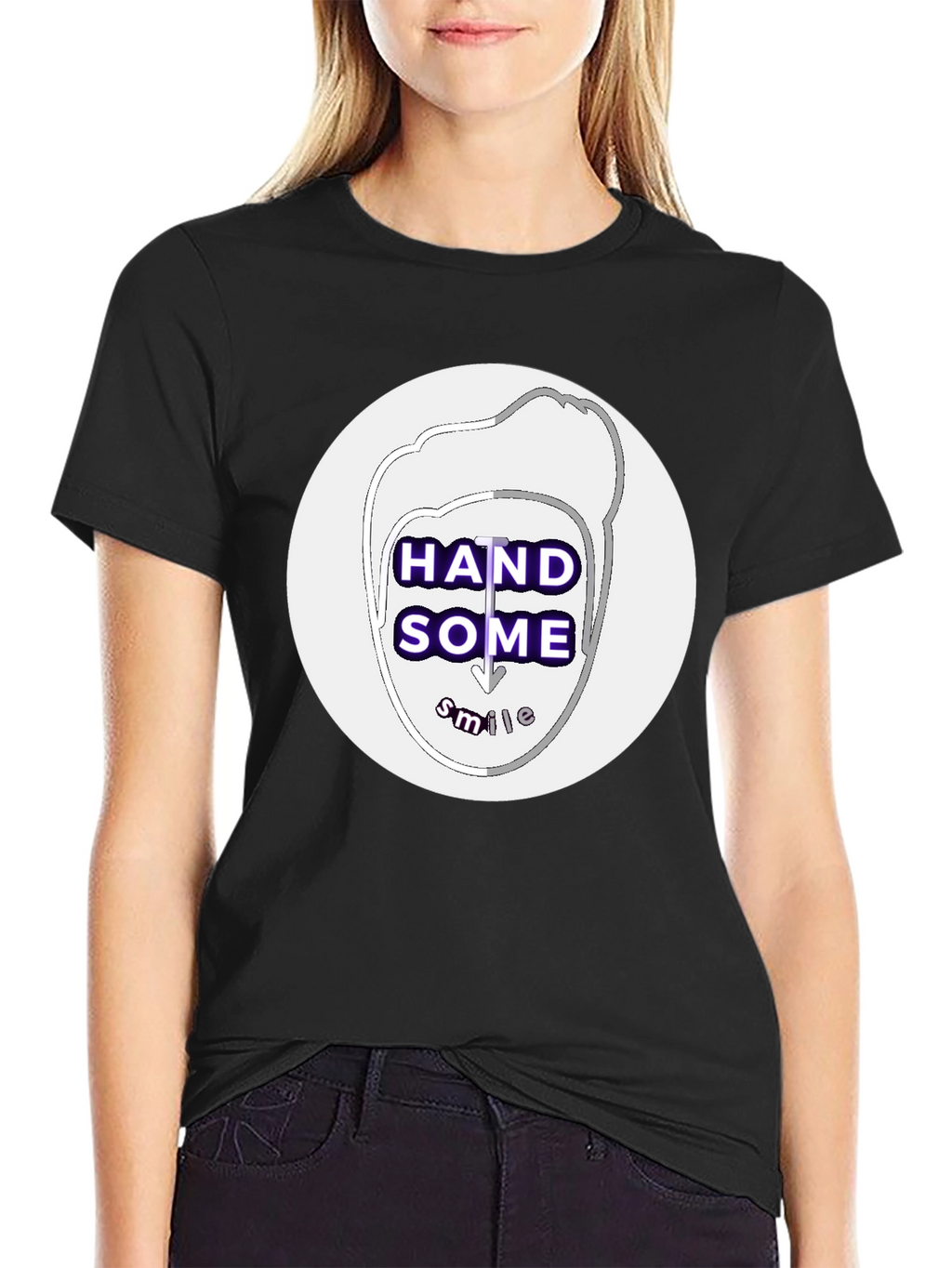 Handsome Smile Graphic Tee - Black Casual T-Shirt