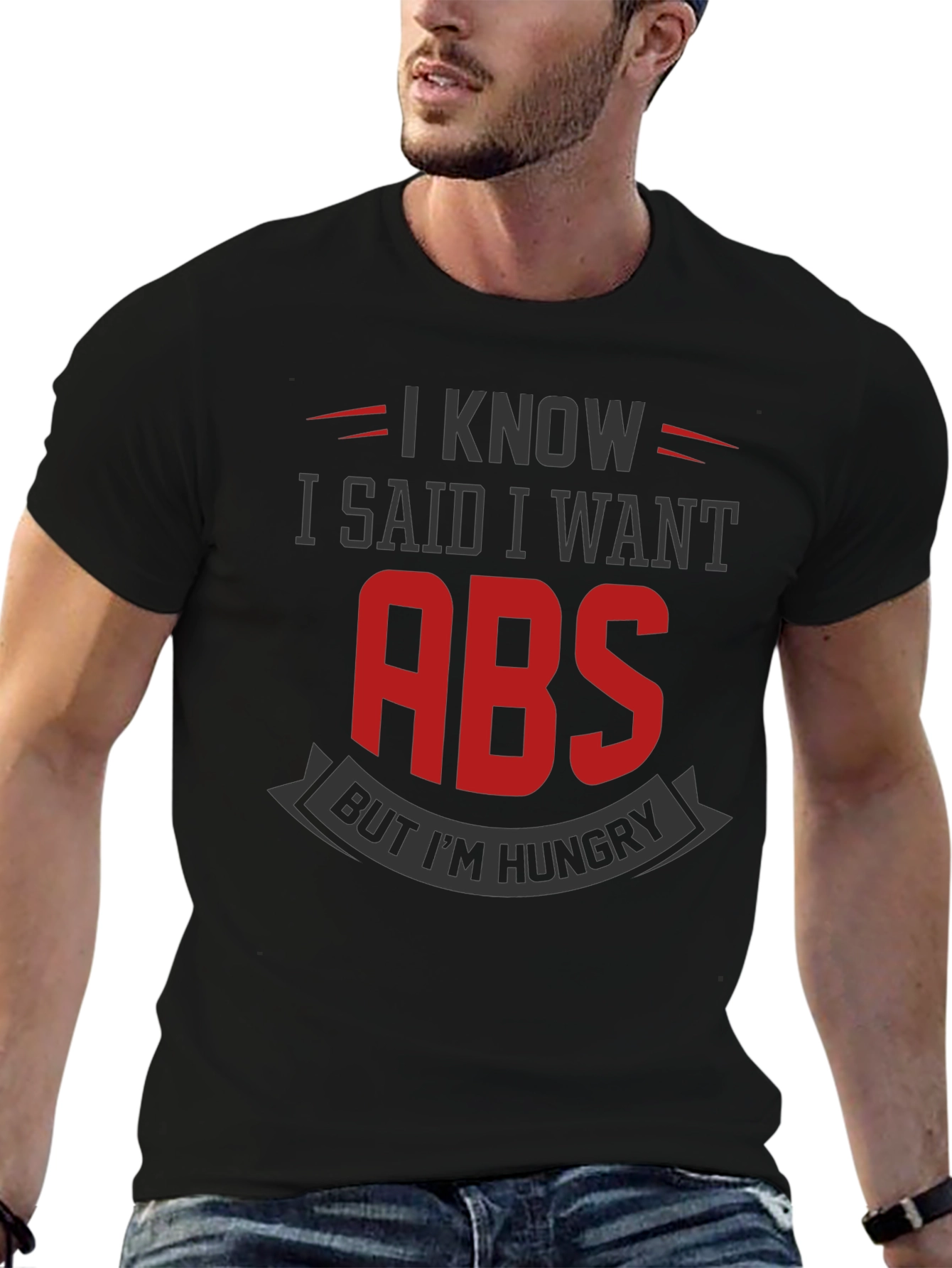 Funny Gym T-Shirt: I Want Abs But Im Hungry