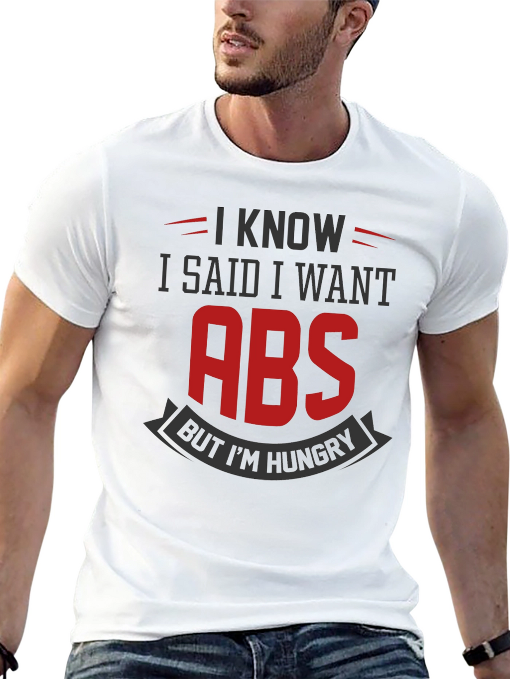 Funny Gym T-Shirt: I Want Abs But Im Hungry