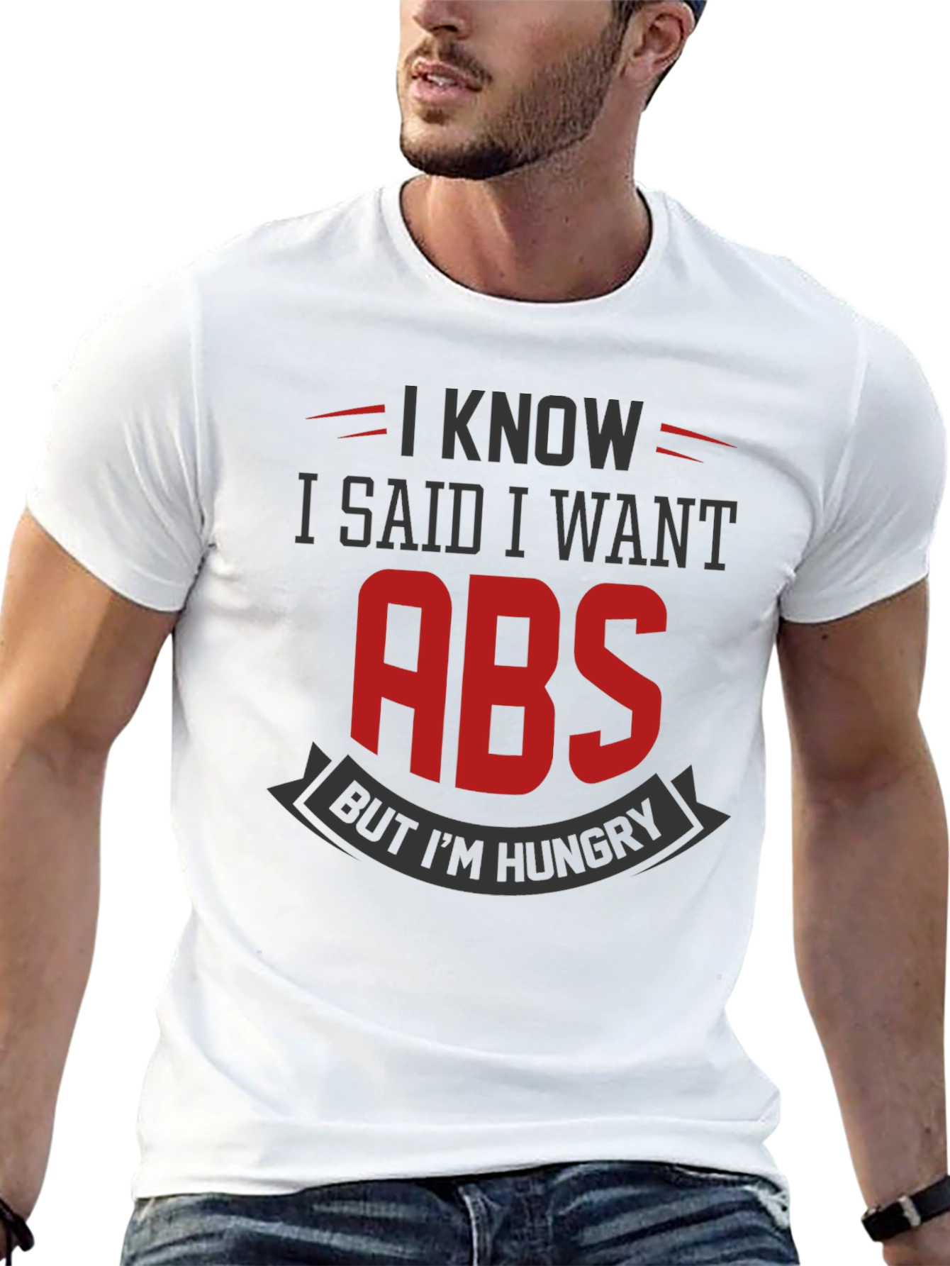 Funny Gym T-Shirt: I Want Abs But Im Hungry