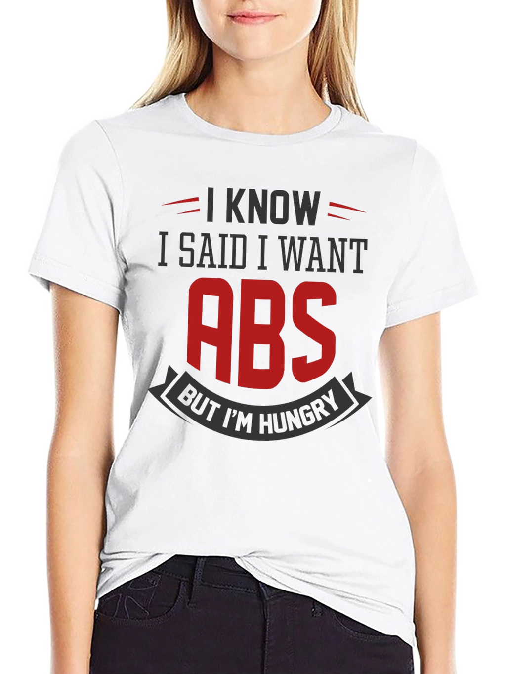 Funny Gym T-Shirt: I Want Abs But Im Hungry