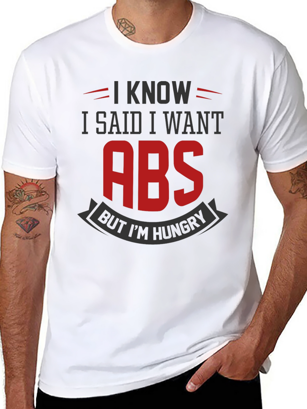 Funny Gym T-Shirt: I Want Abs But Im Hungry