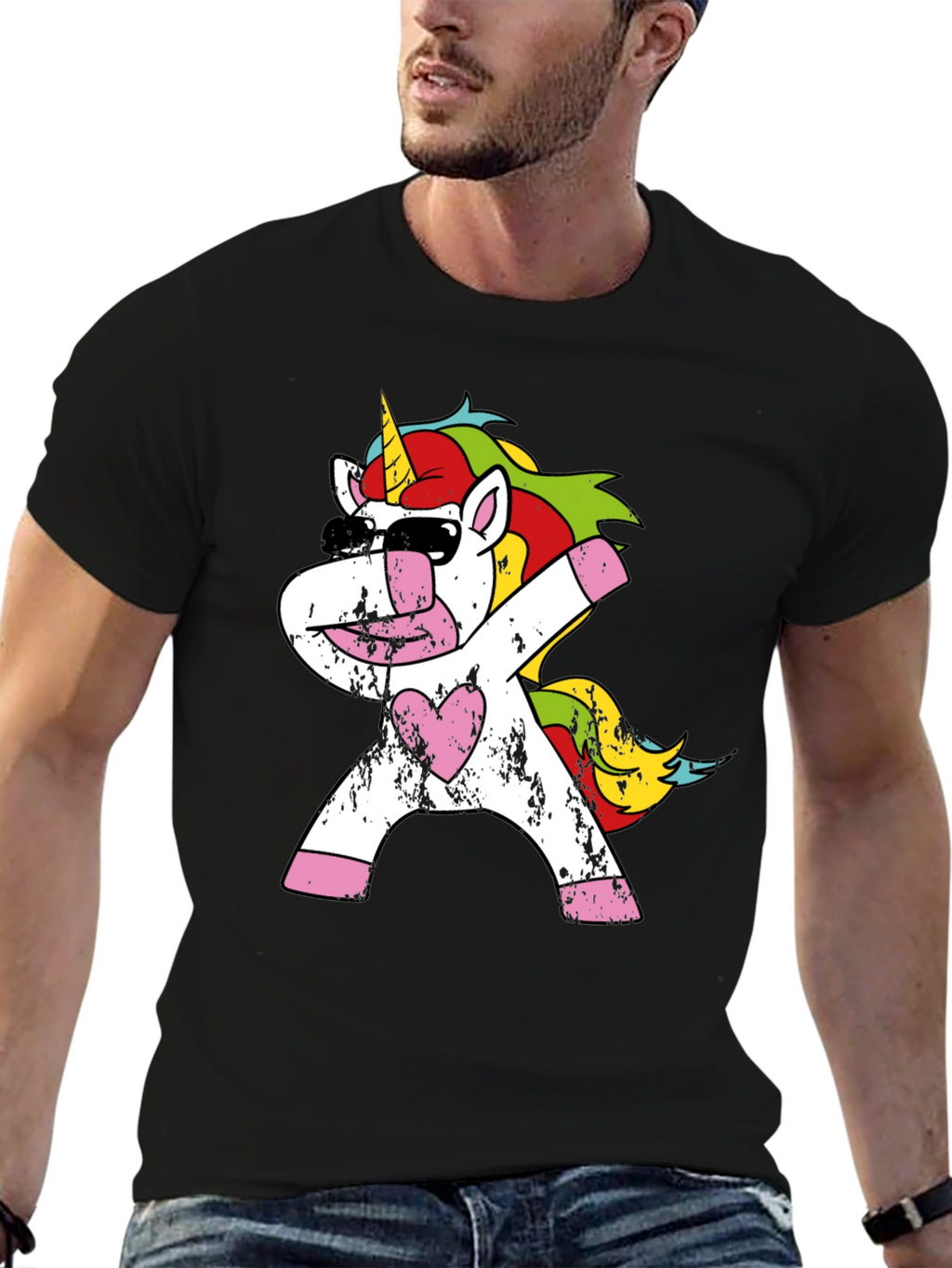 Dabbing Unicorn Graphic Tee - Black