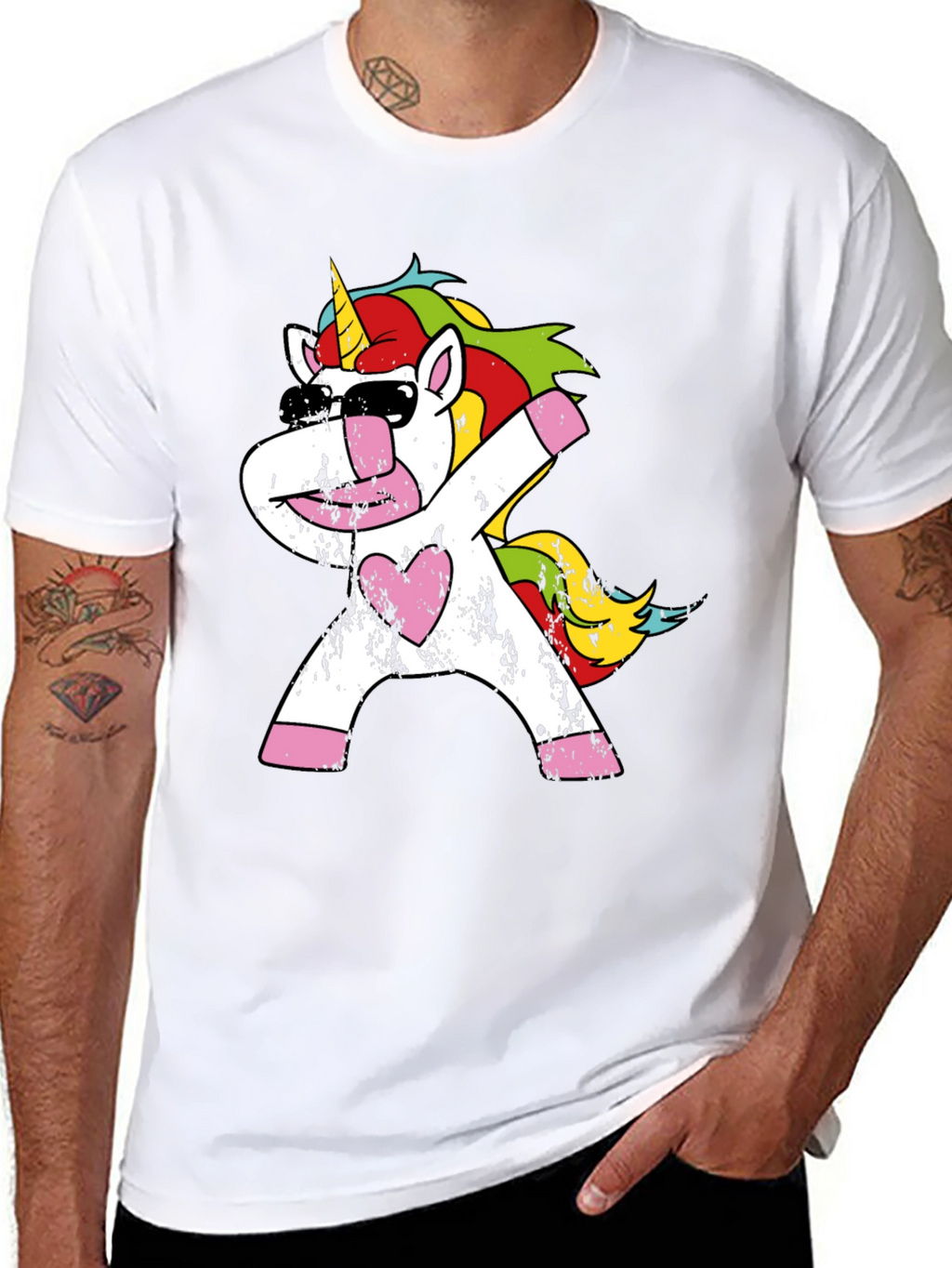 Dabbing Unicorn Graphic Tee - Black