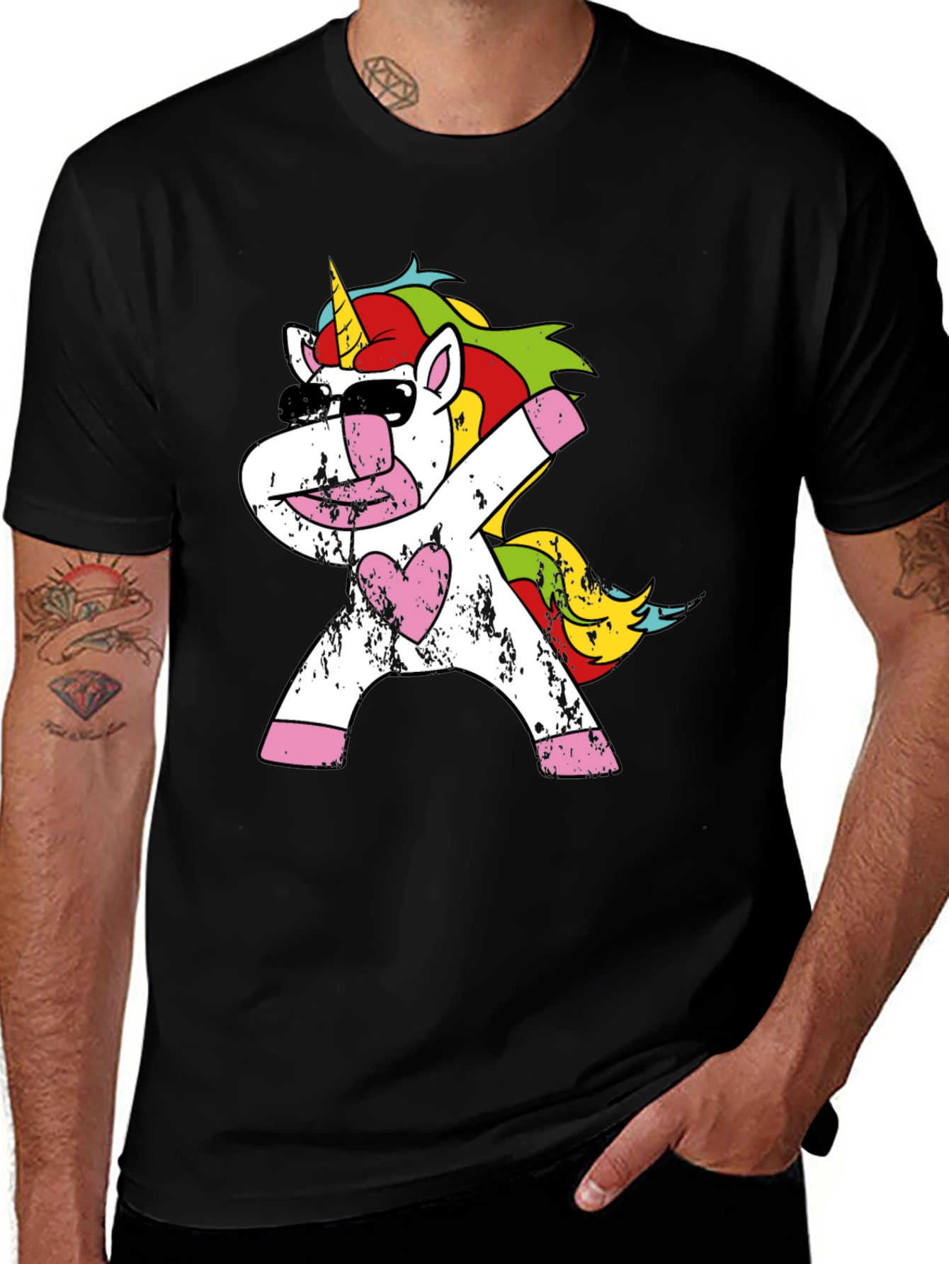 Dabbing Unicorn Graphic Tee - Black