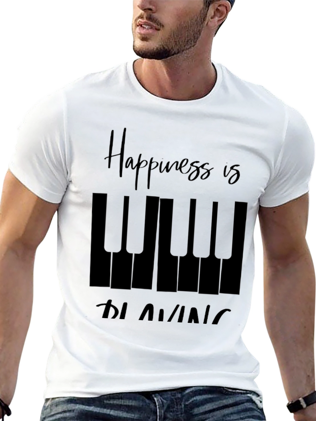 Piano Player Black T-Shirt - Music Lover Tee