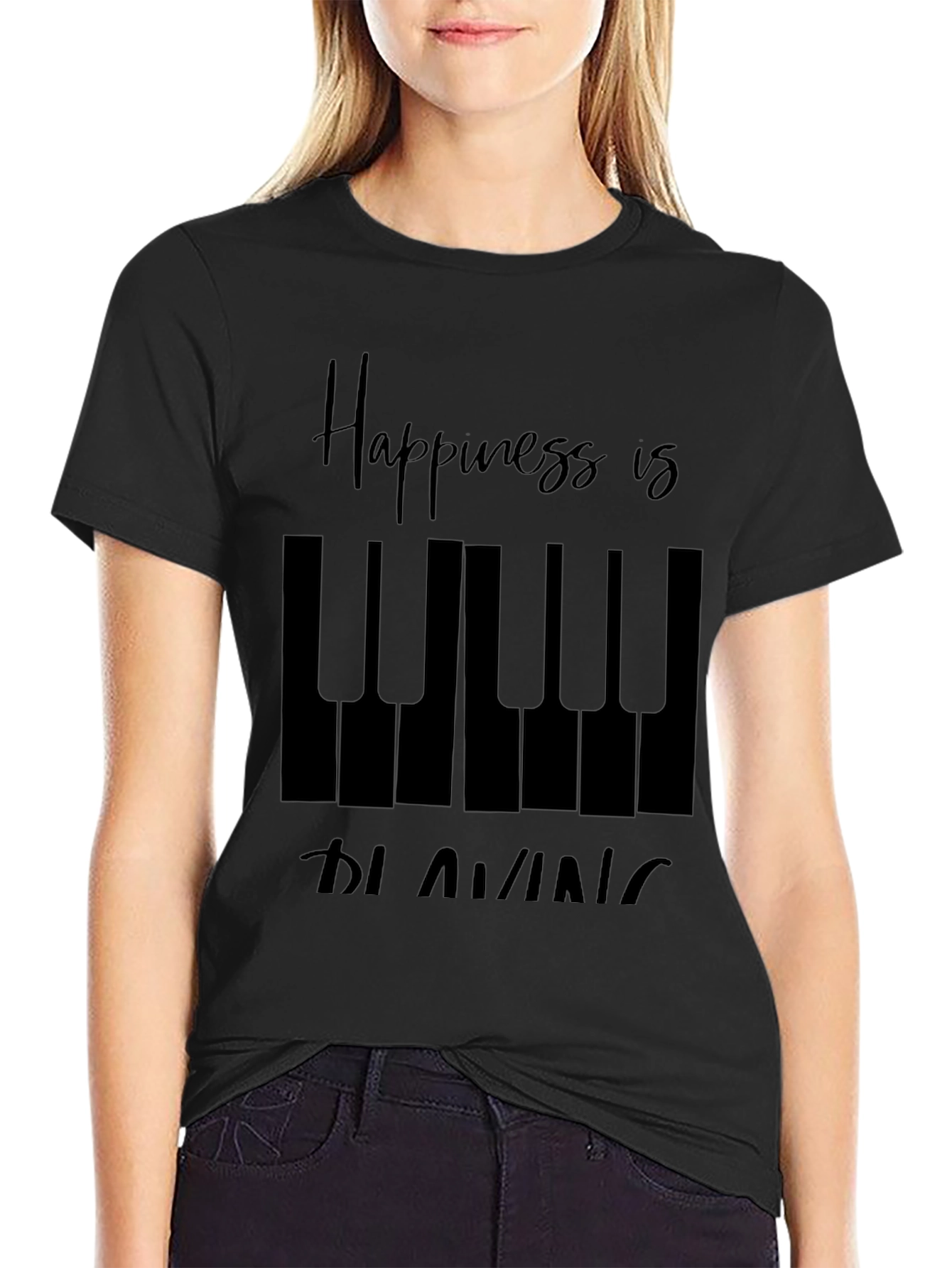Piano Player Black T-Shirt - Music Lover Tee