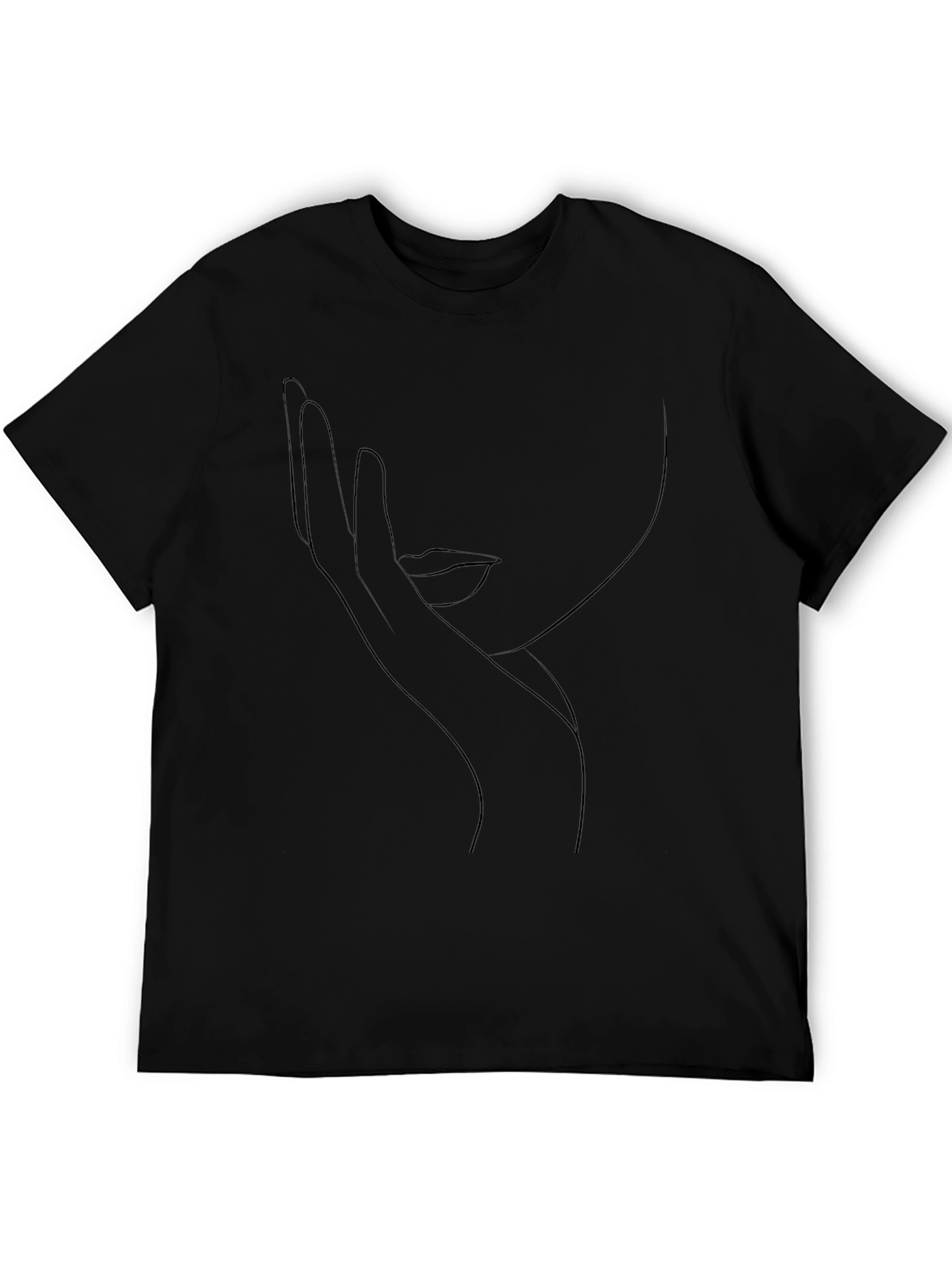 Minimalist Face Line Art Black T-Shirt
