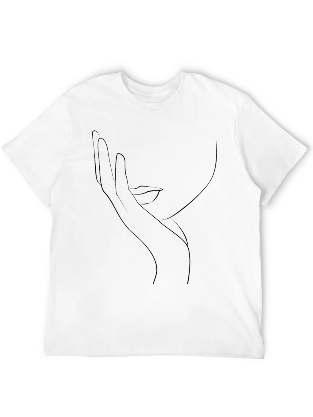 Minimalist Face Line Art Black T-Shirt