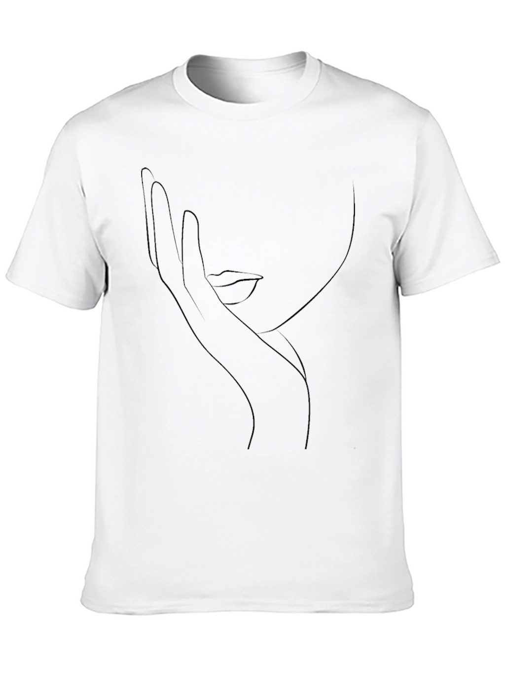 Minimalist Face Line Art Black T-Shirt