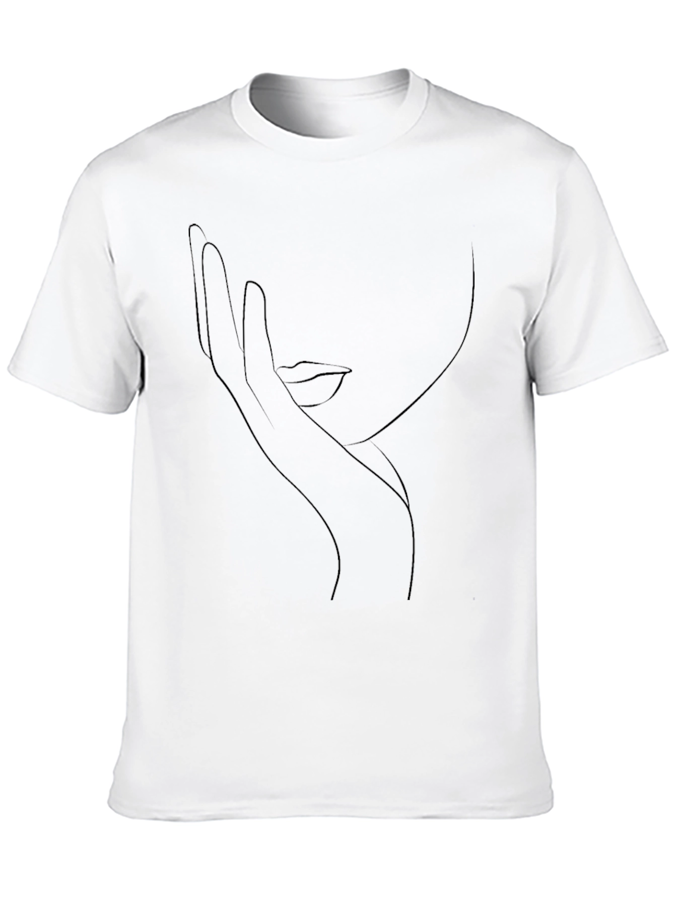 Minimalist Face Line Art Black T-Shirt