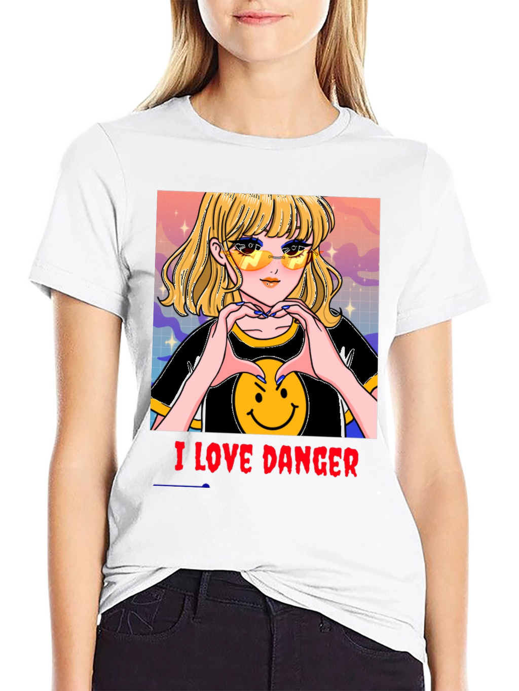 I Love Danger Anime Girl Graphic Tee