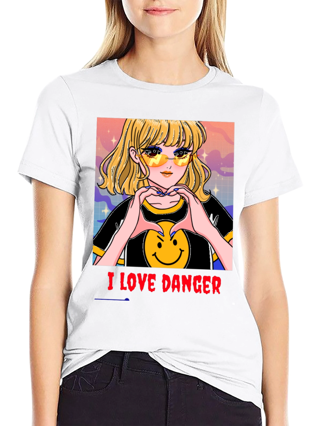 I Love Danger Anime Girl Graphic Tee