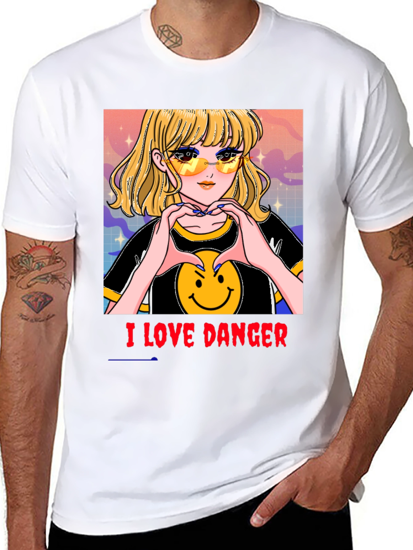 I Love Danger Anime Girl Graphic Tee