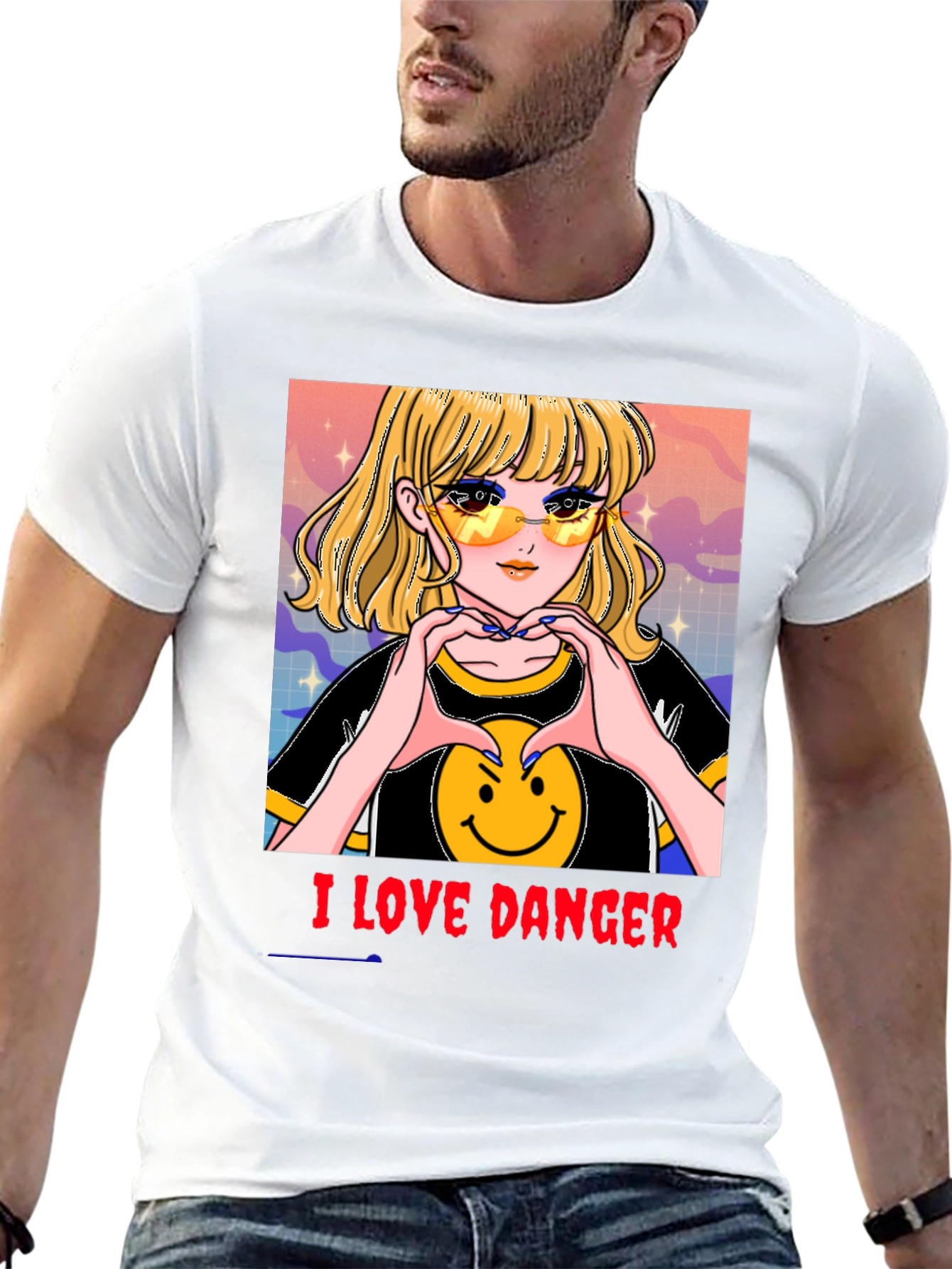 I Love Danger Anime Girl Graphic Tee