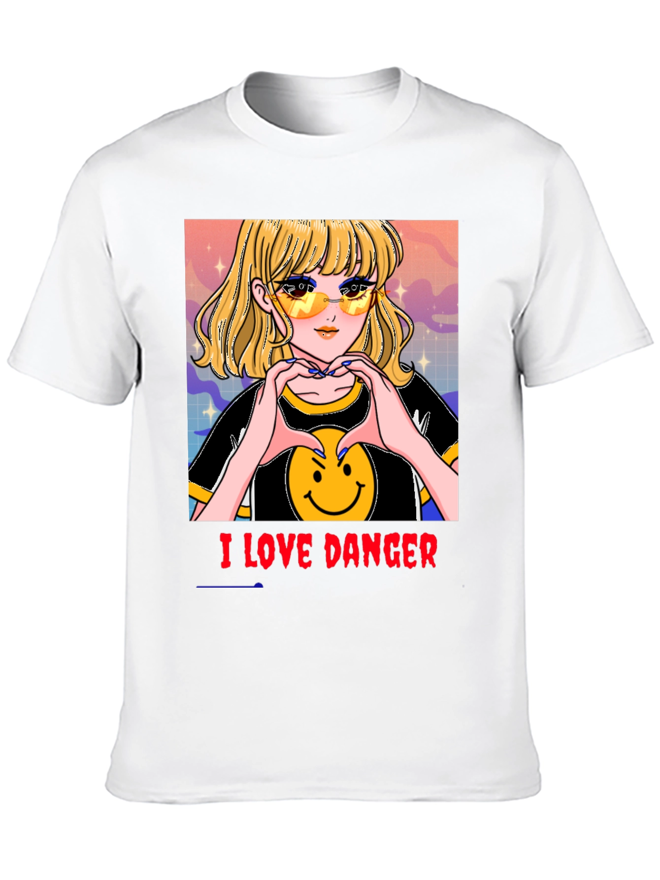 I Love Danger Anime Girl Graphic Tee