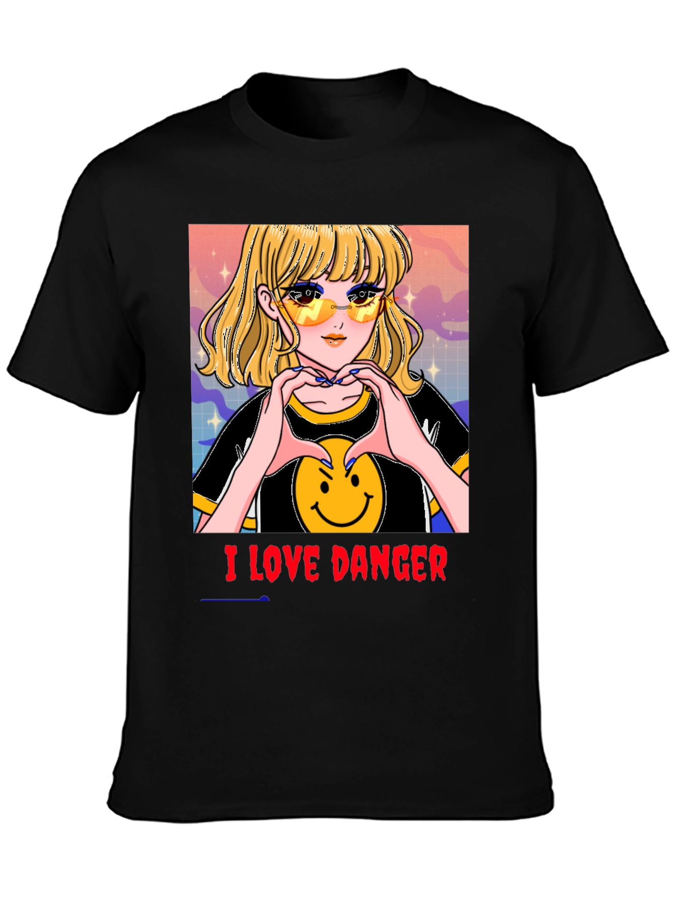 I Love Danger Anime Girl Graphic Tee