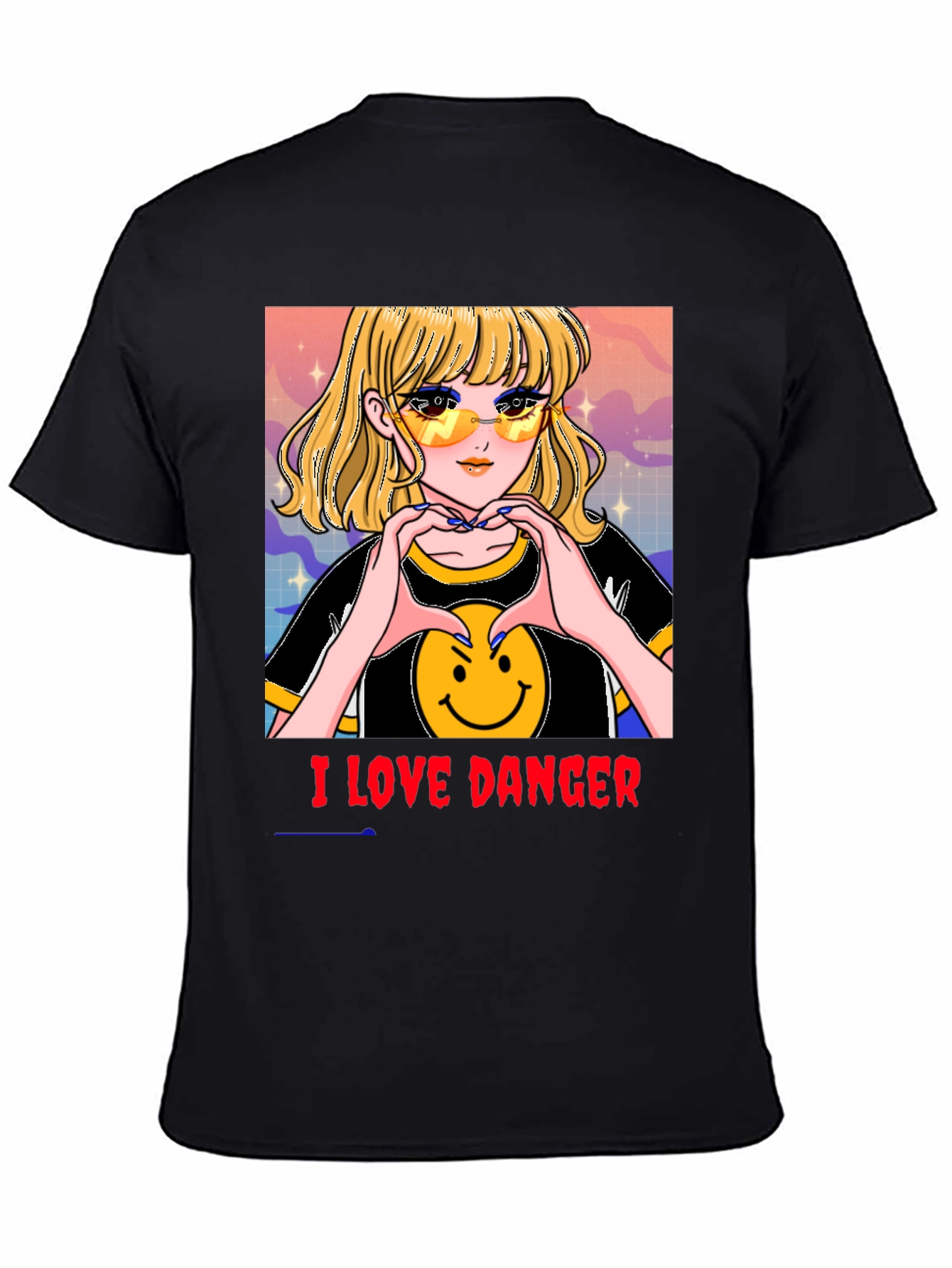 I Love Danger Anime Girl Graphic Tee