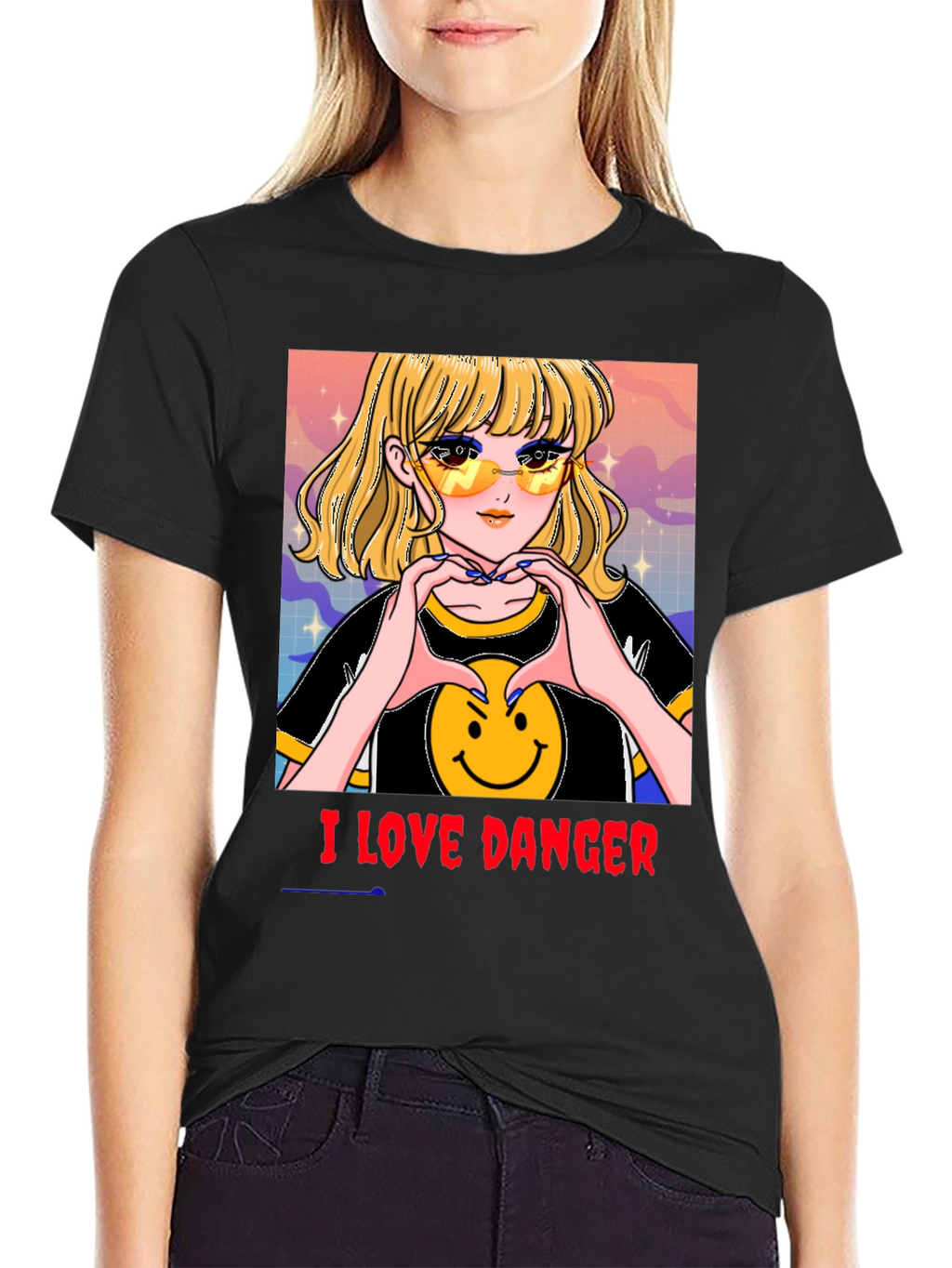 I Love Danger Anime Girl Graphic Tee