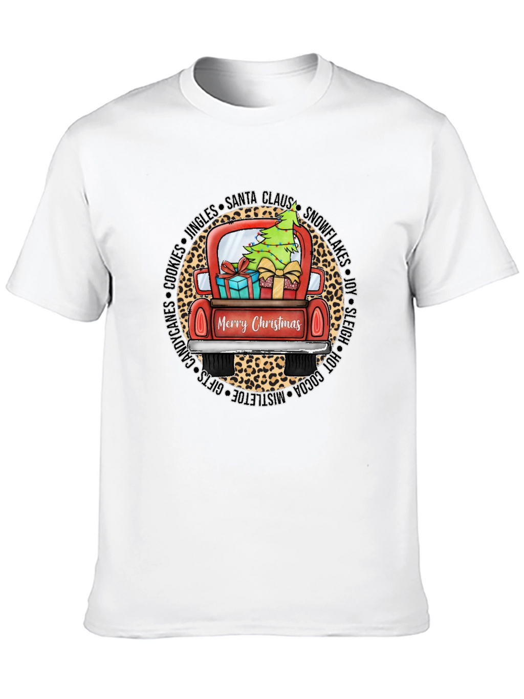 Merry Christmas Leopard Truck Graphic Tee