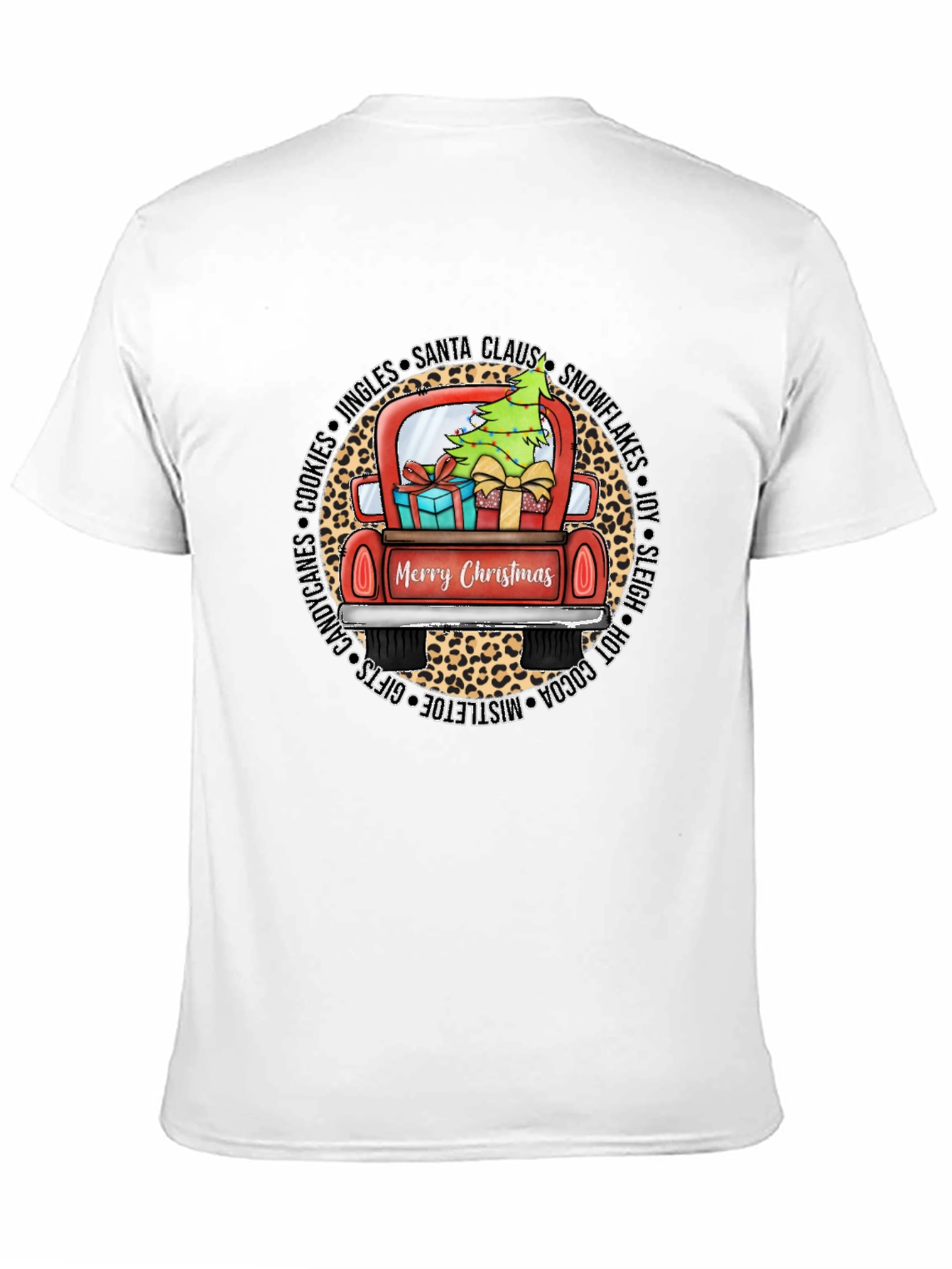 Merry Christmas Leopard Truck Graphic Tee